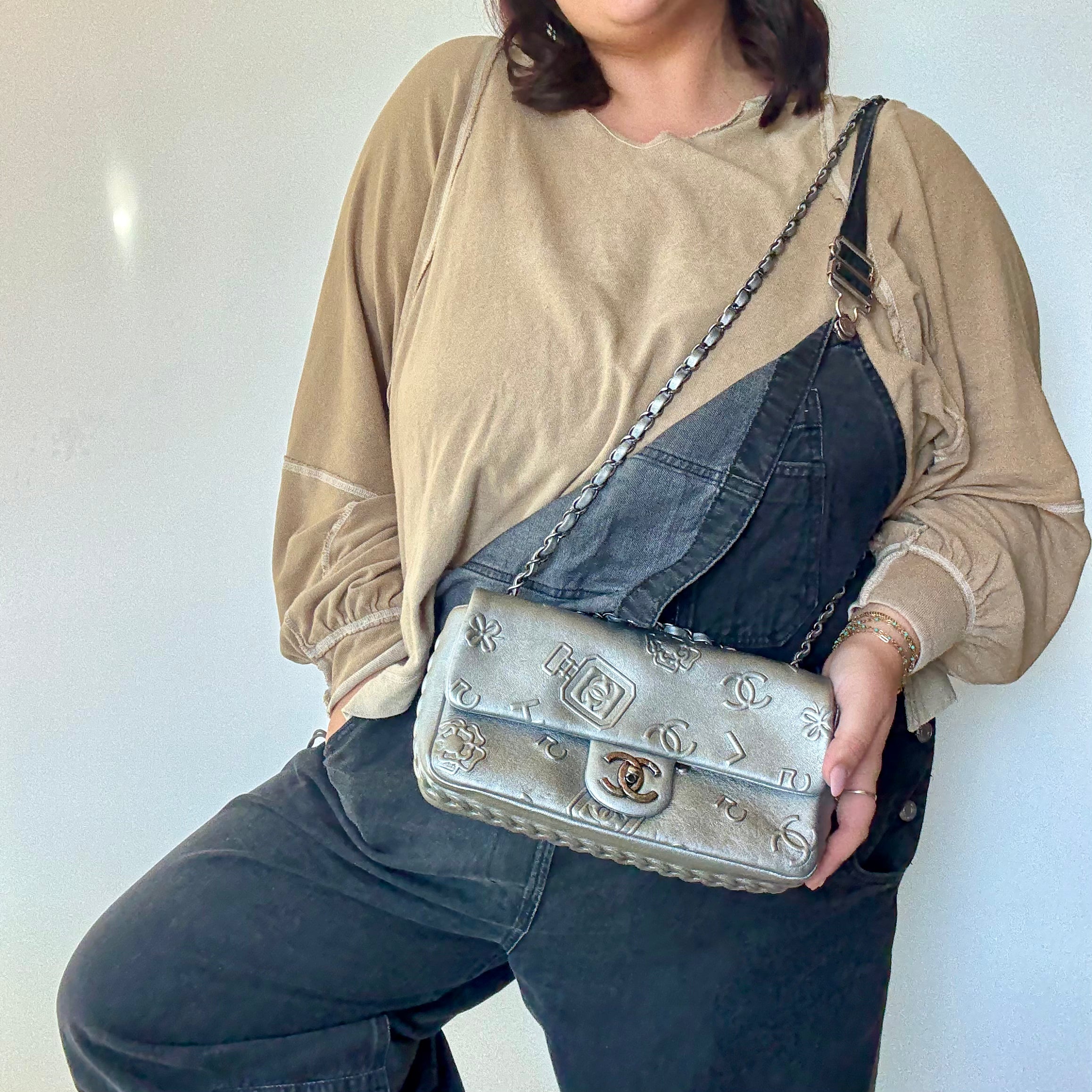 Chanel Silver Leather Medium Precious Symbols Bag - Queen May