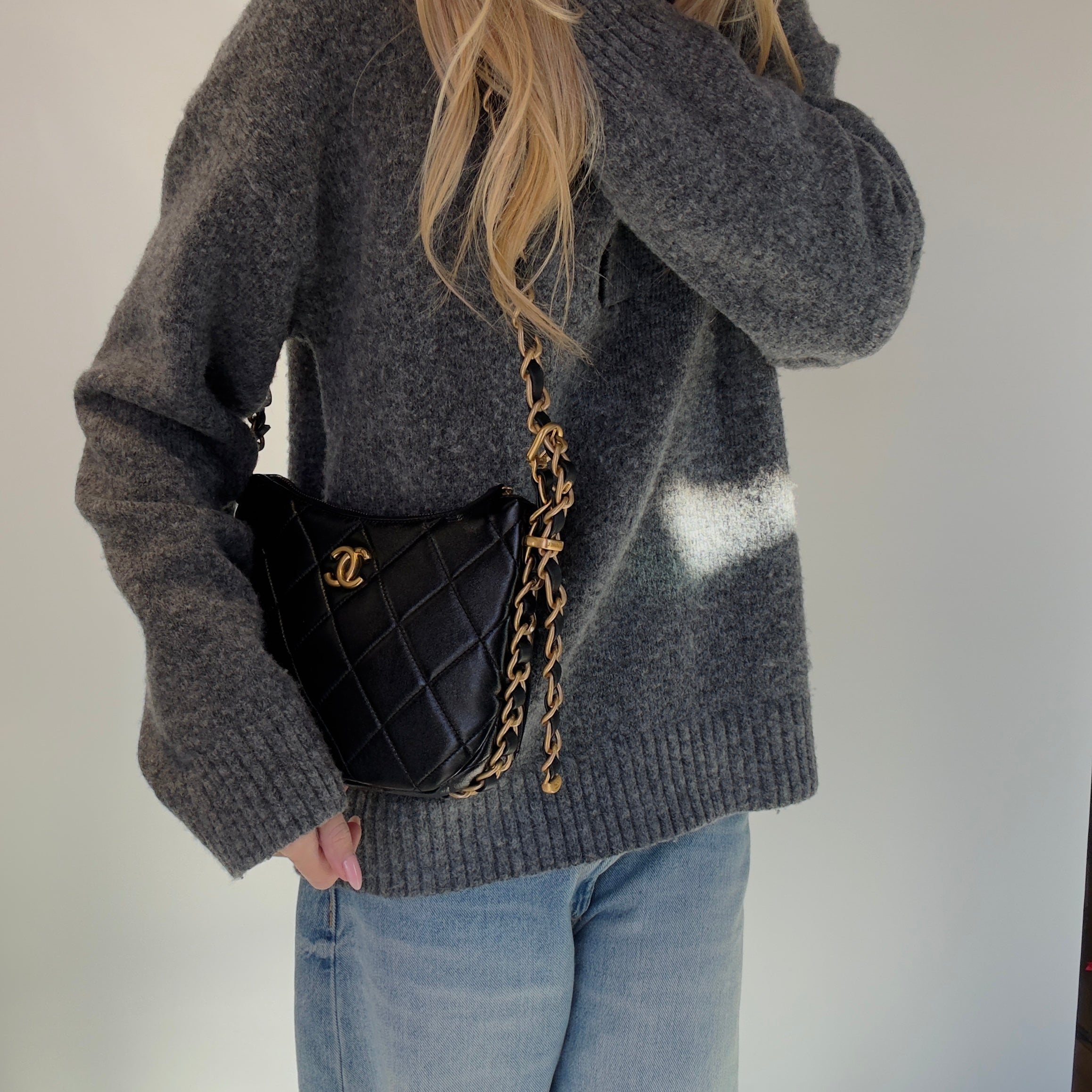 Chanel Quilted Lambskin Hobo With Adjustable Chain - Queen May