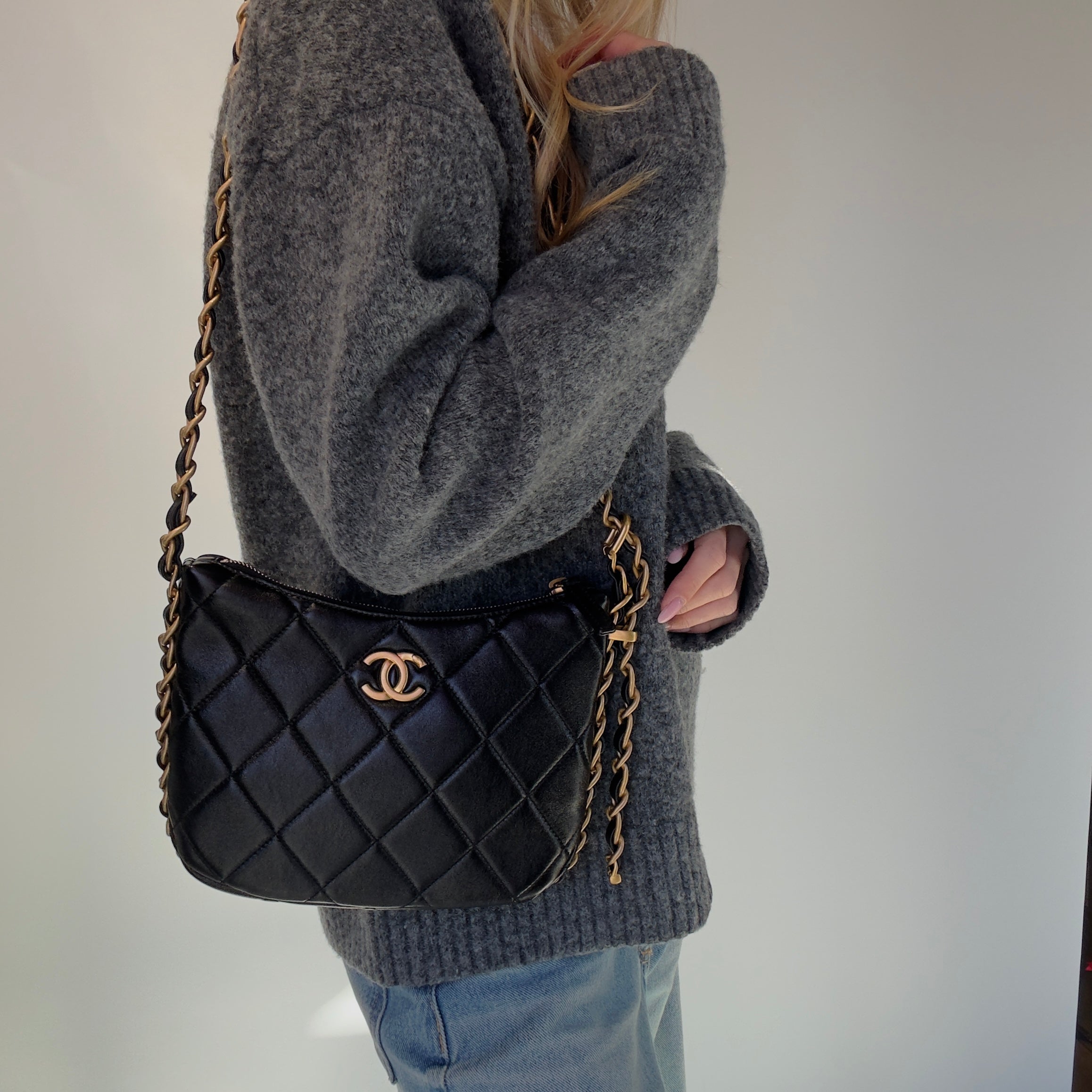 Chanel Quilted Lambskin Hobo With Adjustable Chain - Queen May
