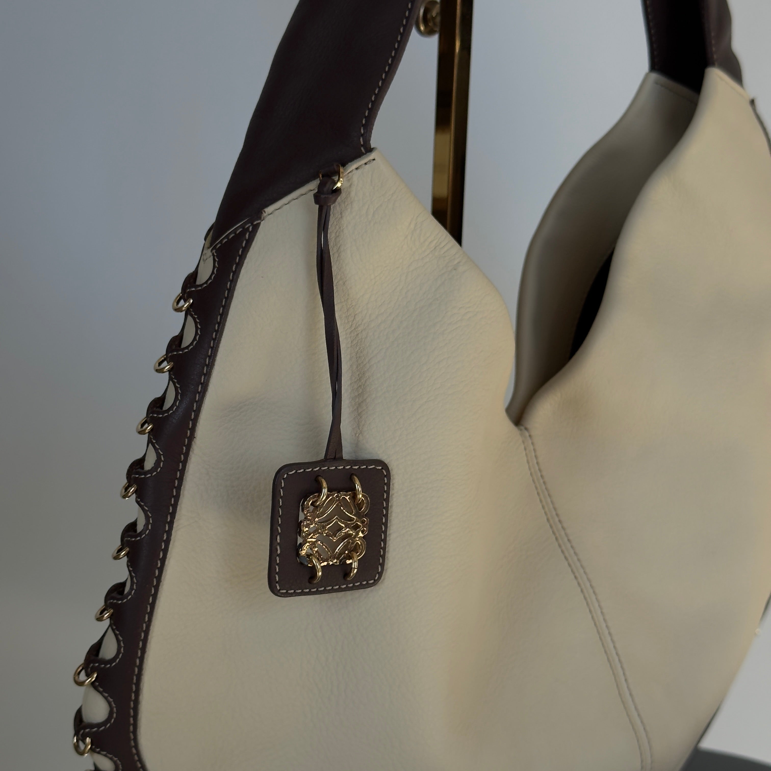 Loewe Half Moon Hobo Bag Cream Leather - Queen May