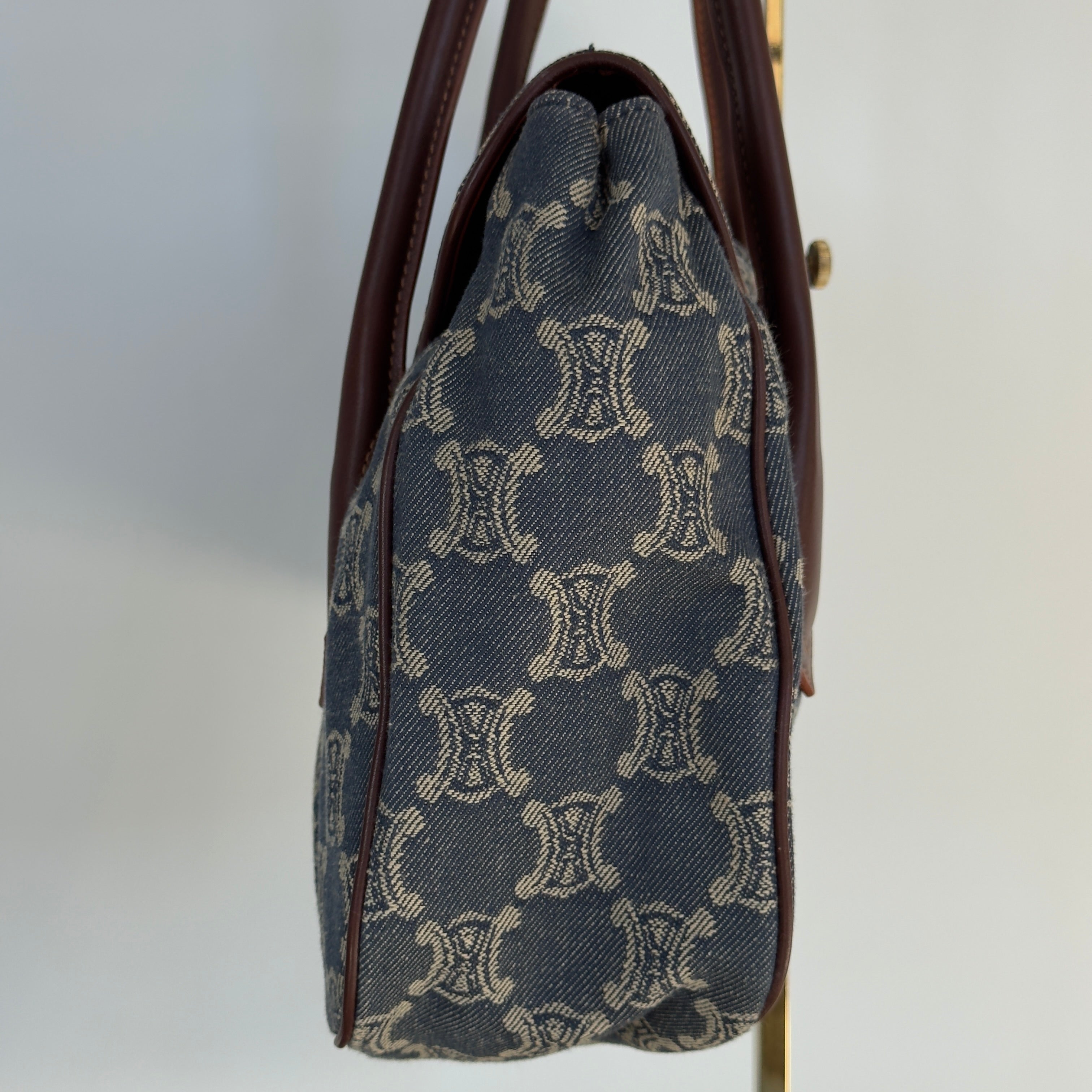 Celine Denim Monogram Triomphe Shoulder Bag - Queen May