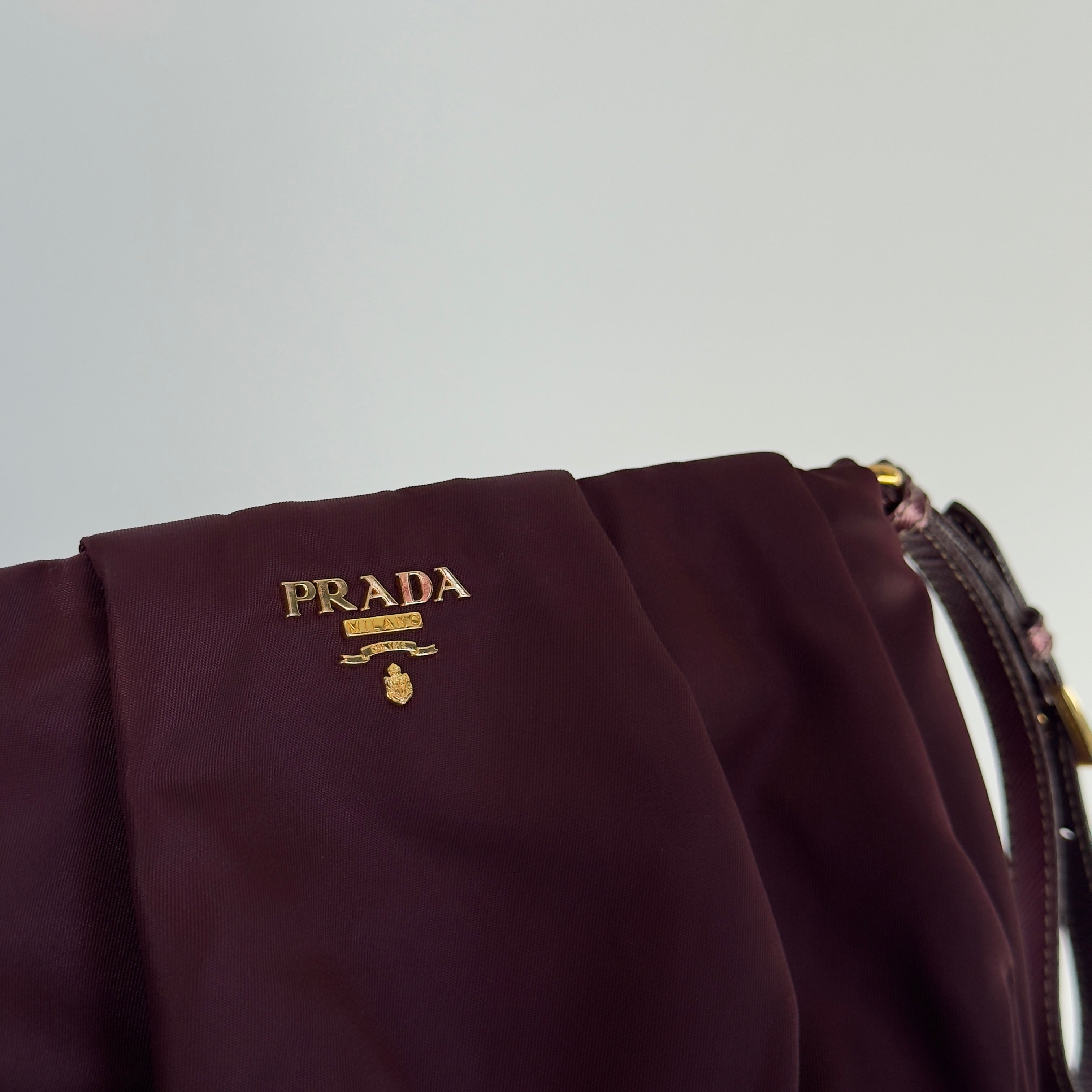 Prada Nylon Wristlet Pouch Burgundy - Queen May