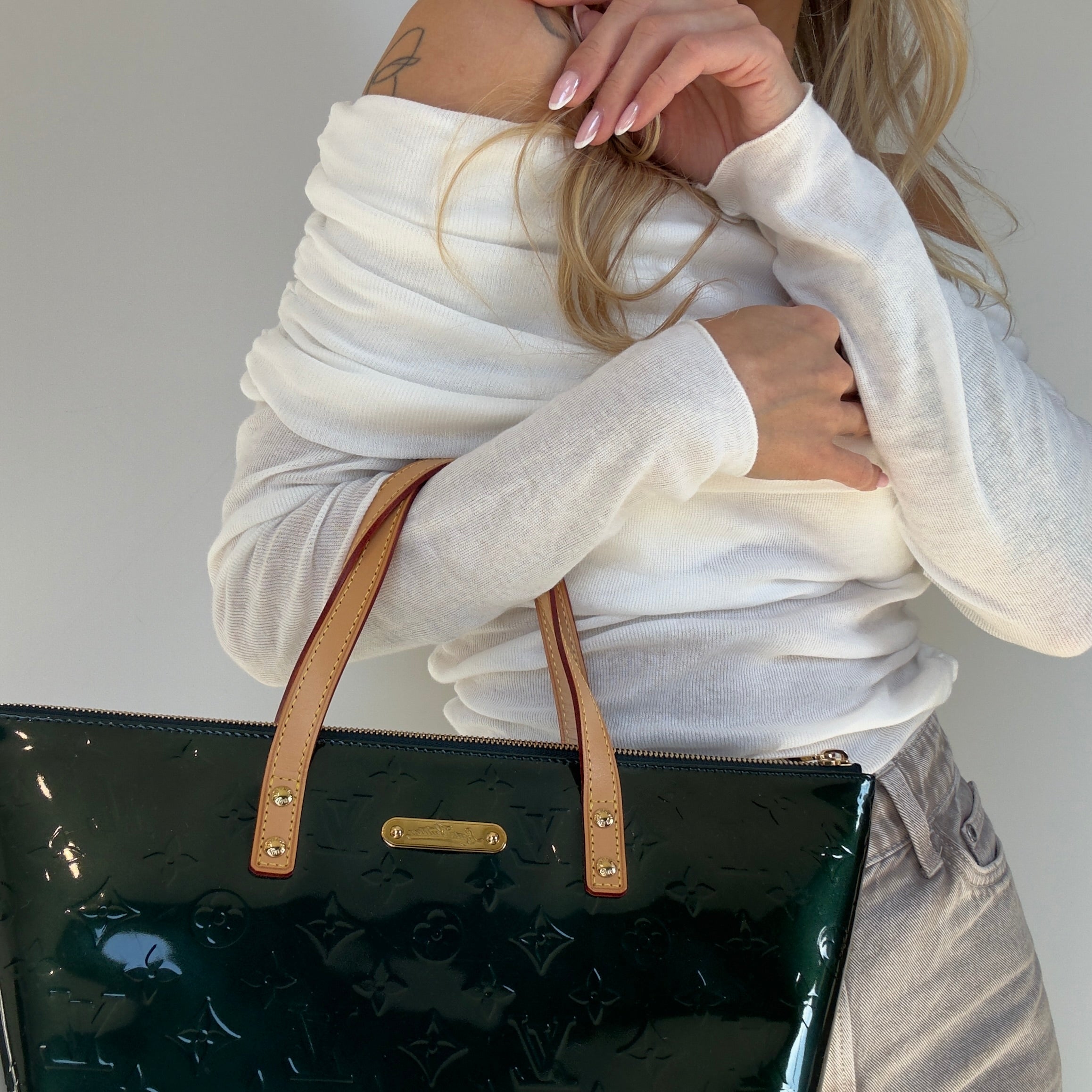 Louis Vuitton Rare Green Vernis Bellevue Tote GM - Queen May