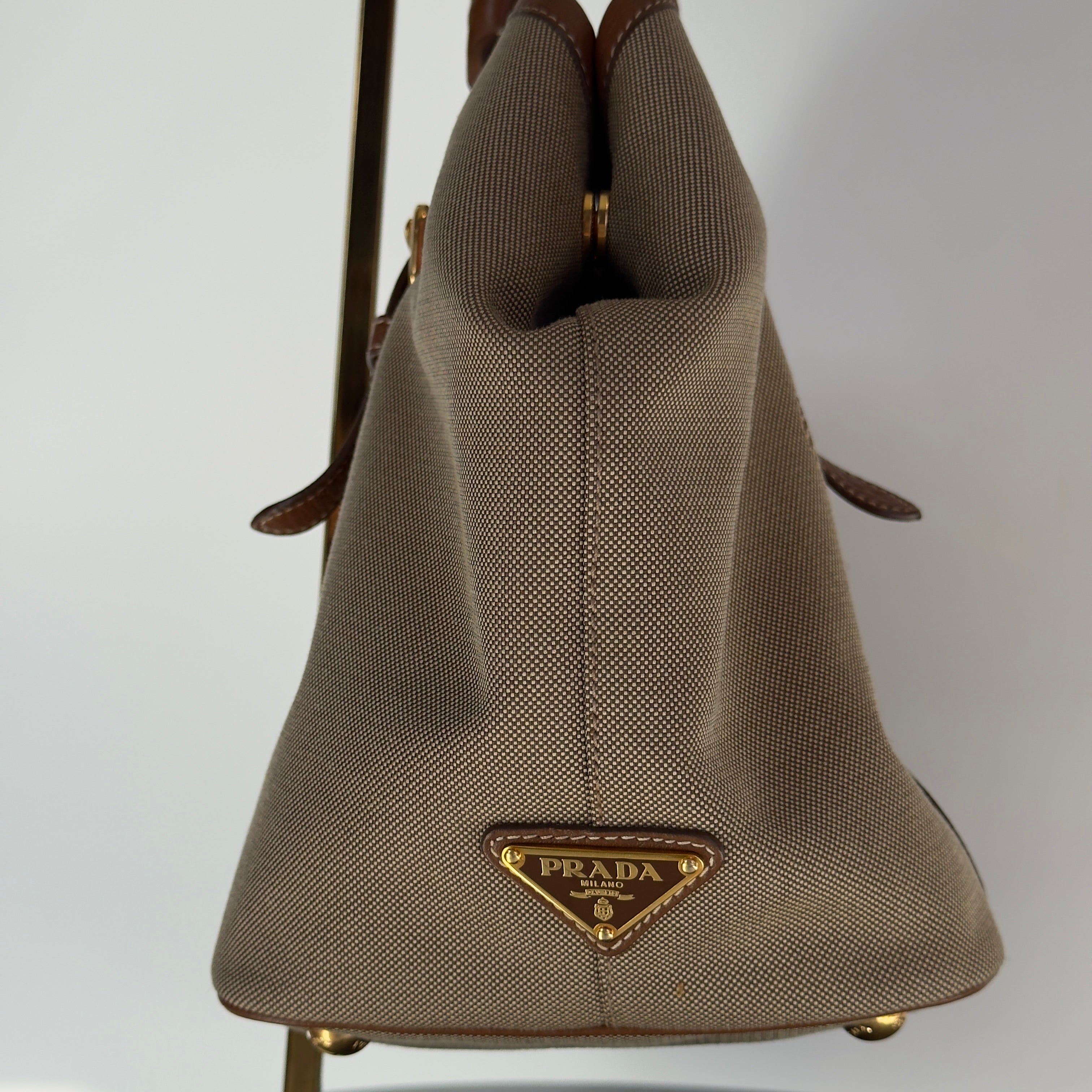 Prada Jacquard Logo Tote Corda Bruciato - Queen May