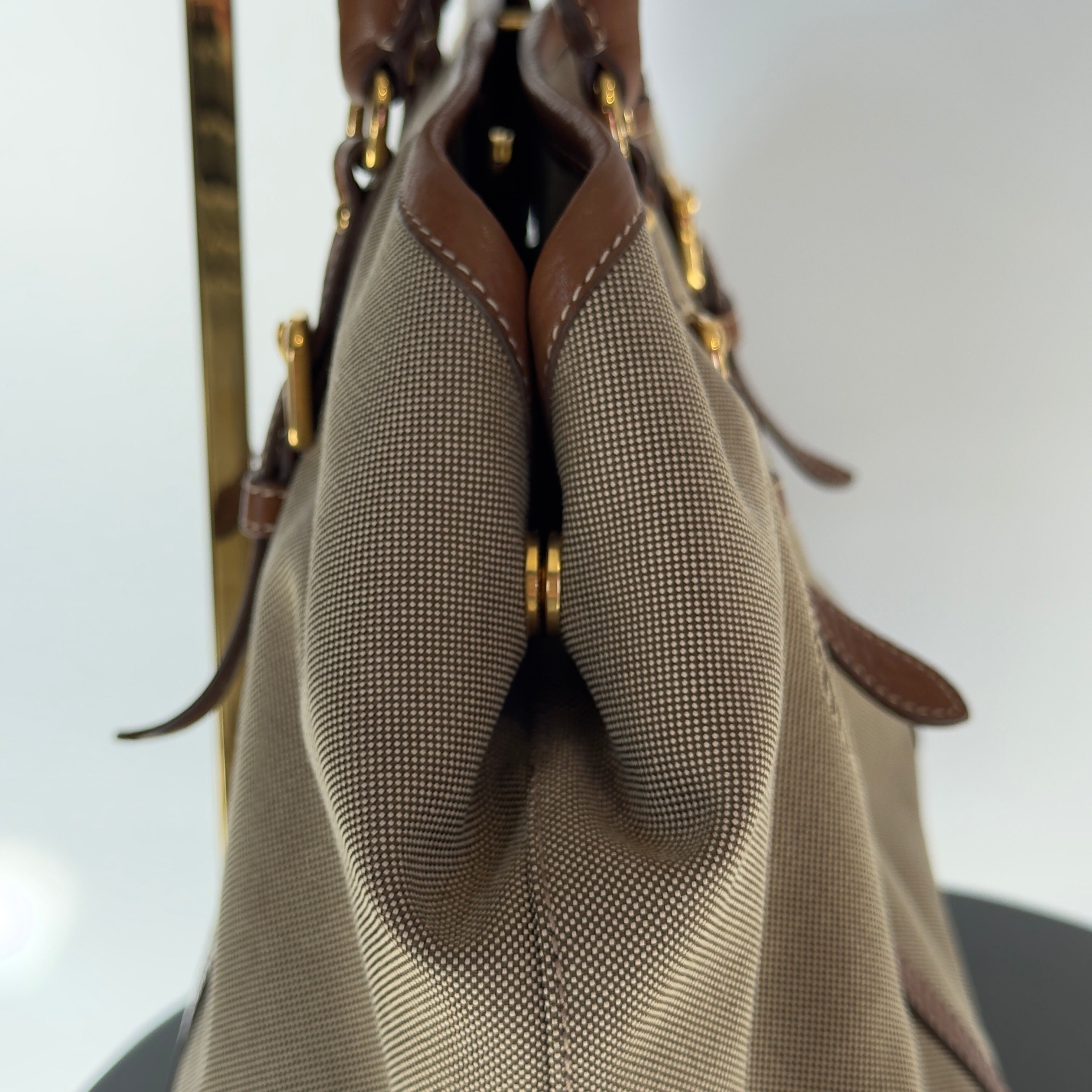 Prada Jacquard Logo Tote Corda Bruciato - Queen May