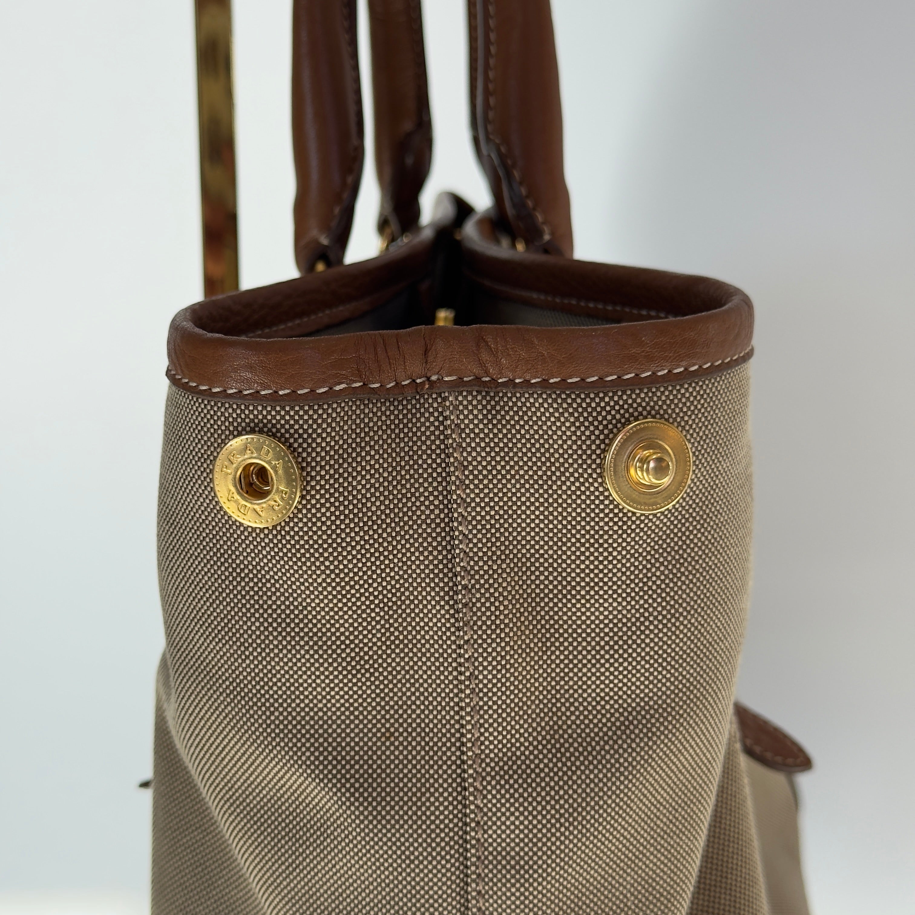 Prada Jacquard Logo Tote Corda Bruciato - Queen May