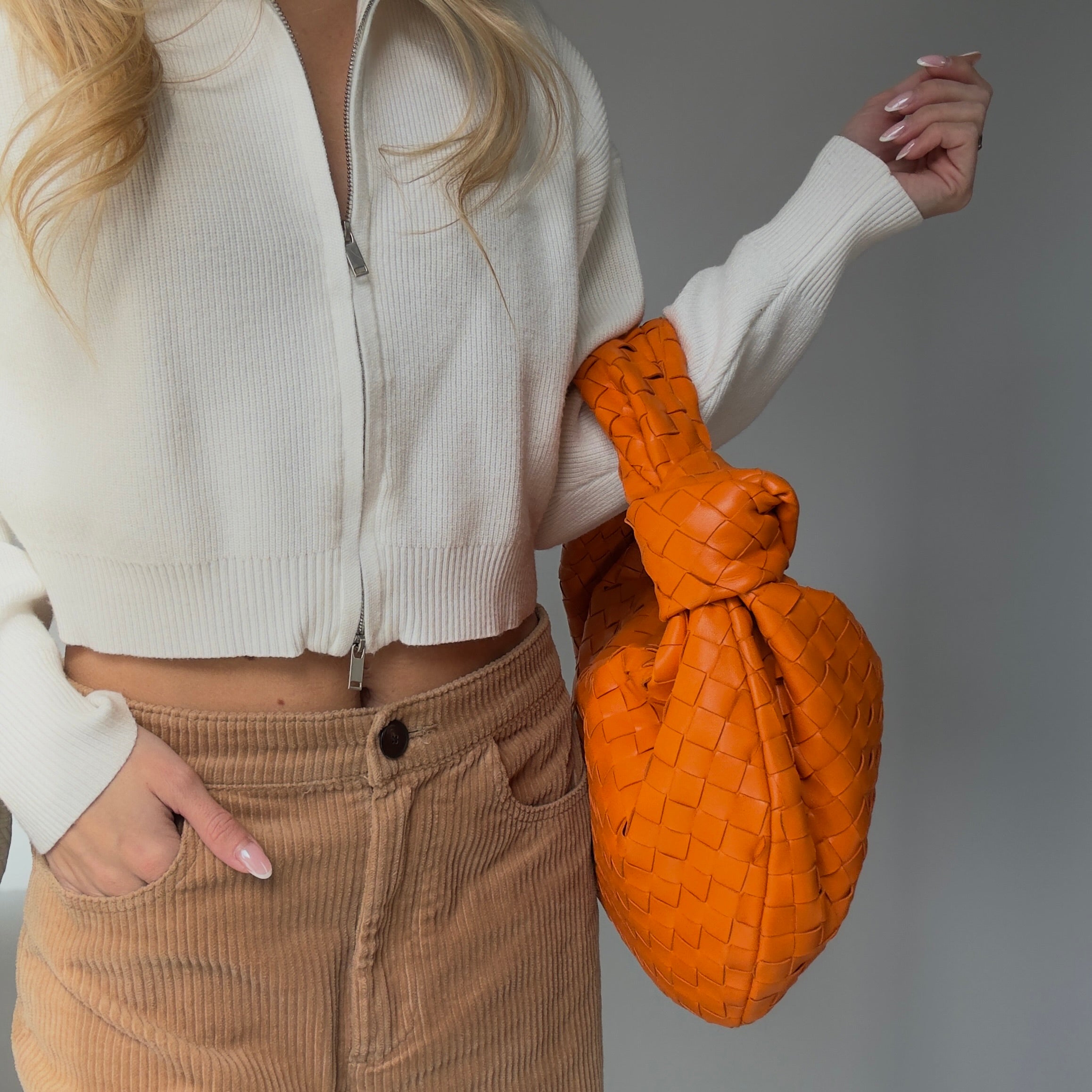 Bottega Veneta Orange Jodie Intrecciato Leather Handbag - Queen May