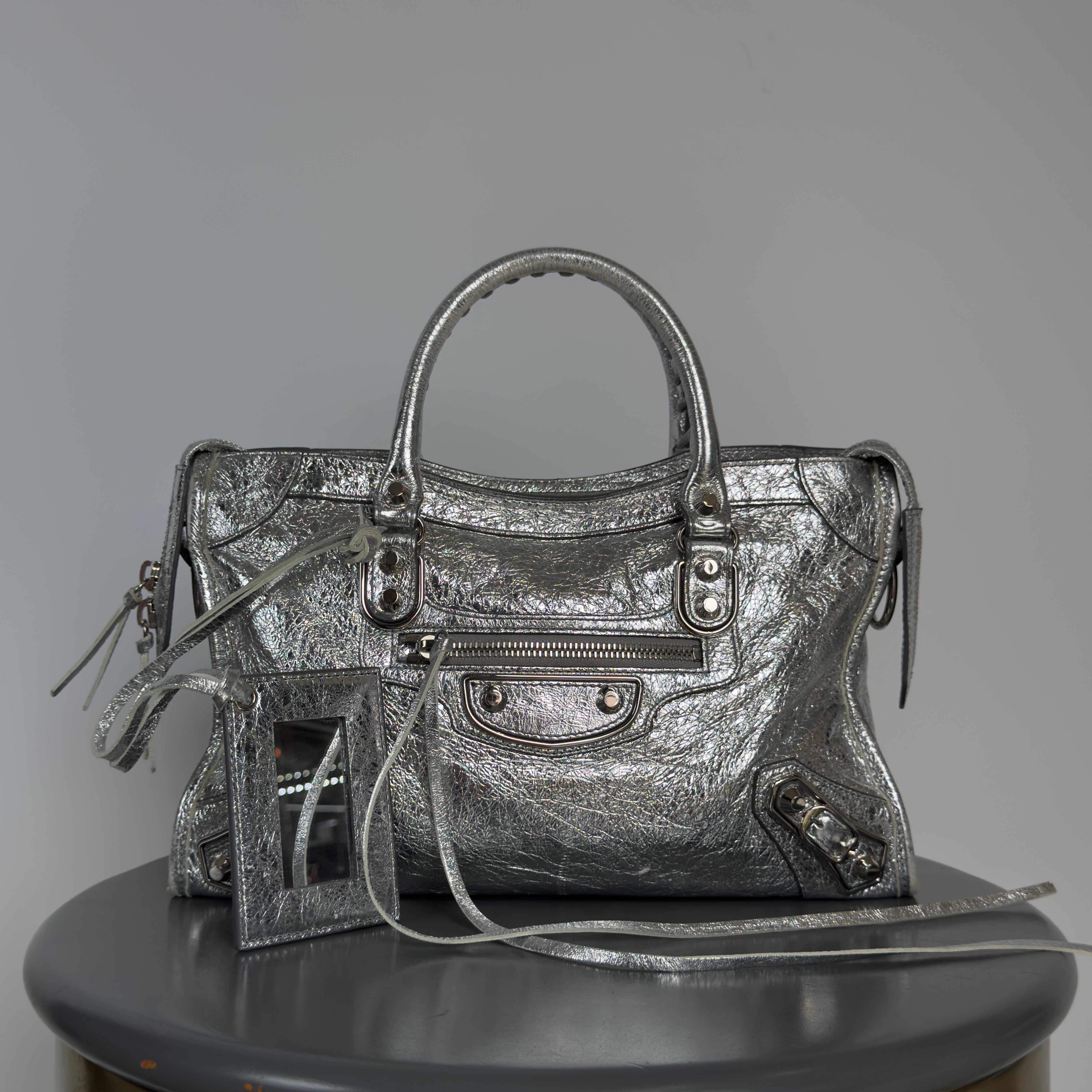 Balenciaga Metallic Silver Edge City Bag (Rare Color) - Queen May