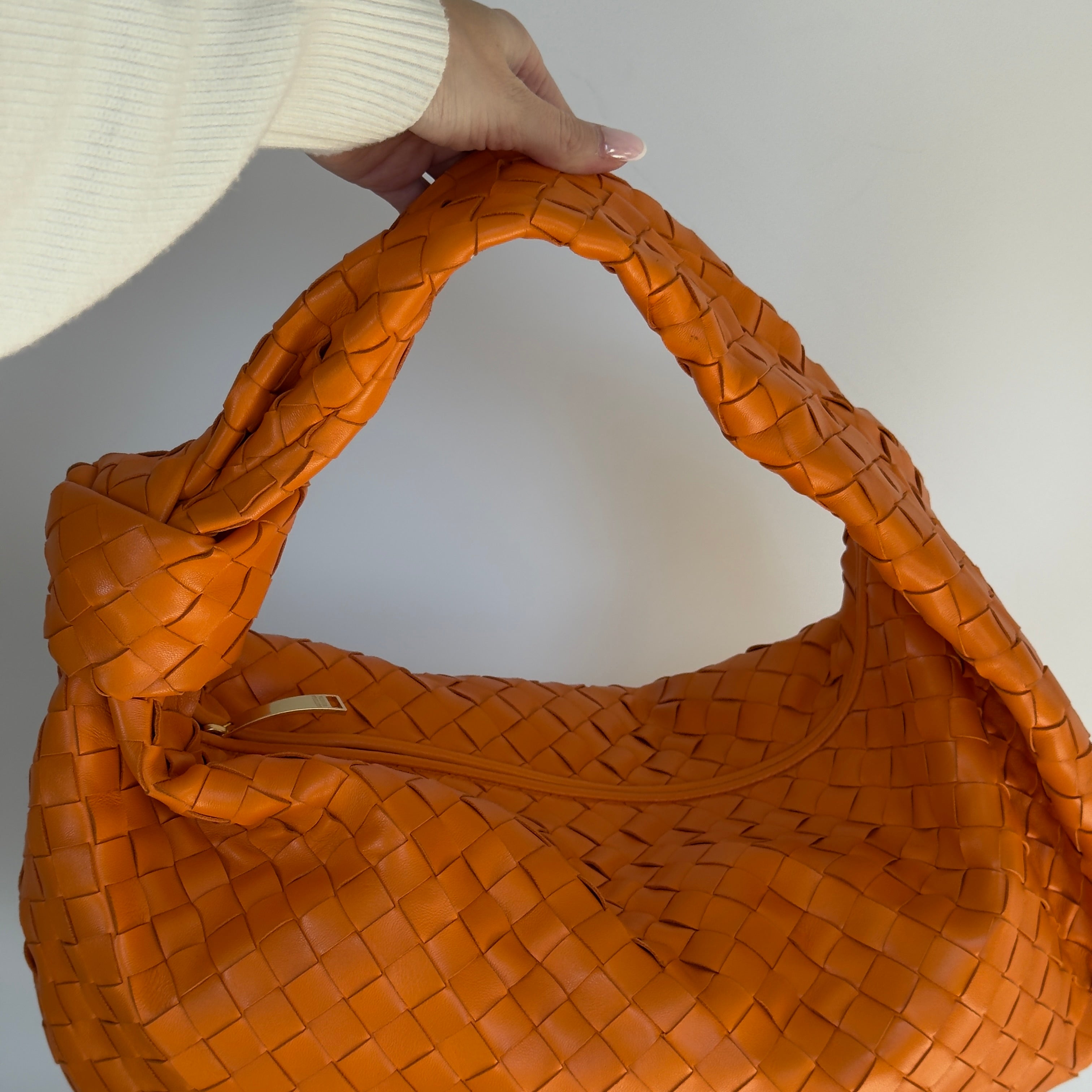 Bottega Veneta Orange Jodie Intrecciato Leather Handbag - Queen May