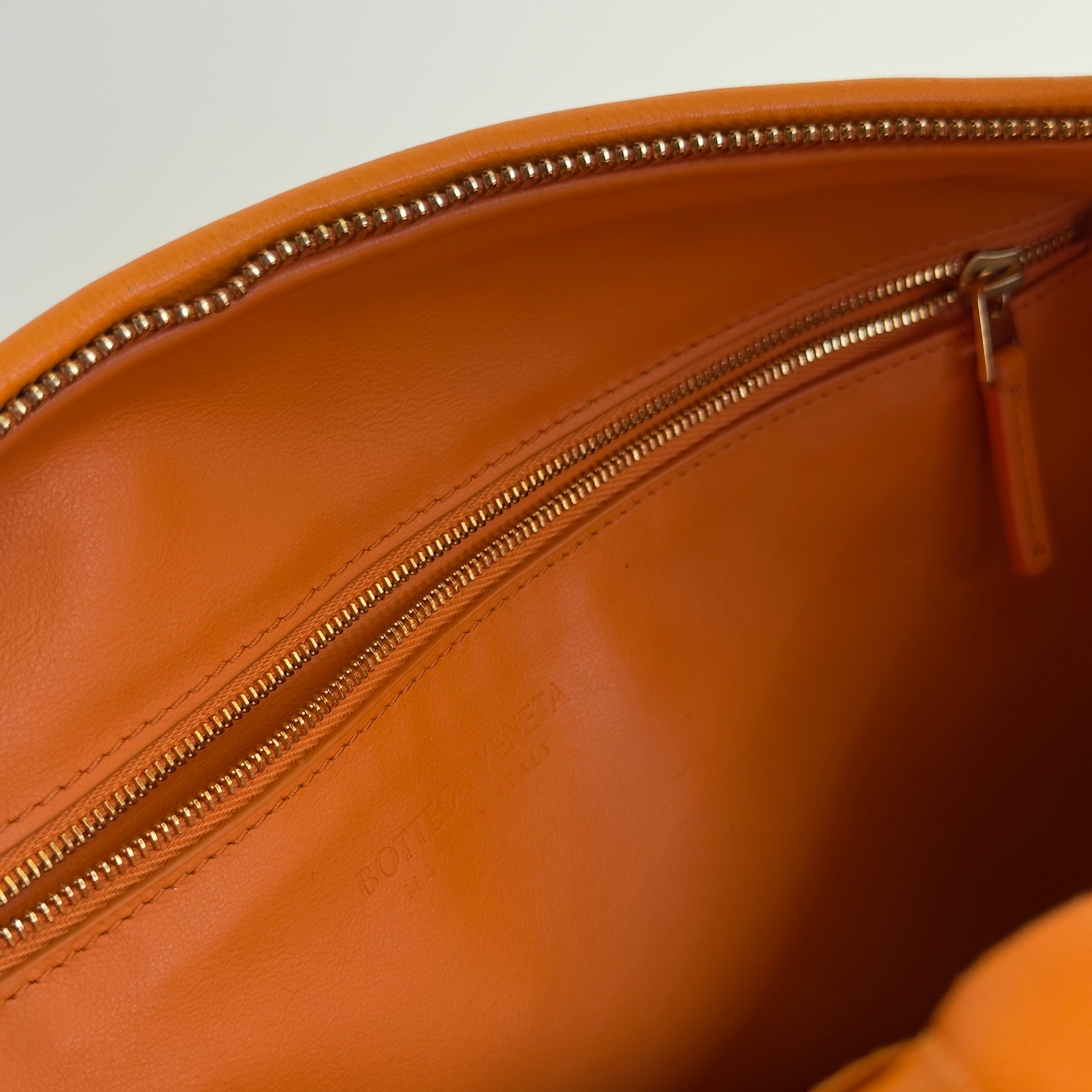 Bottega Veneta Orange Jodie Intrecciato Leather Handbag - Queen May