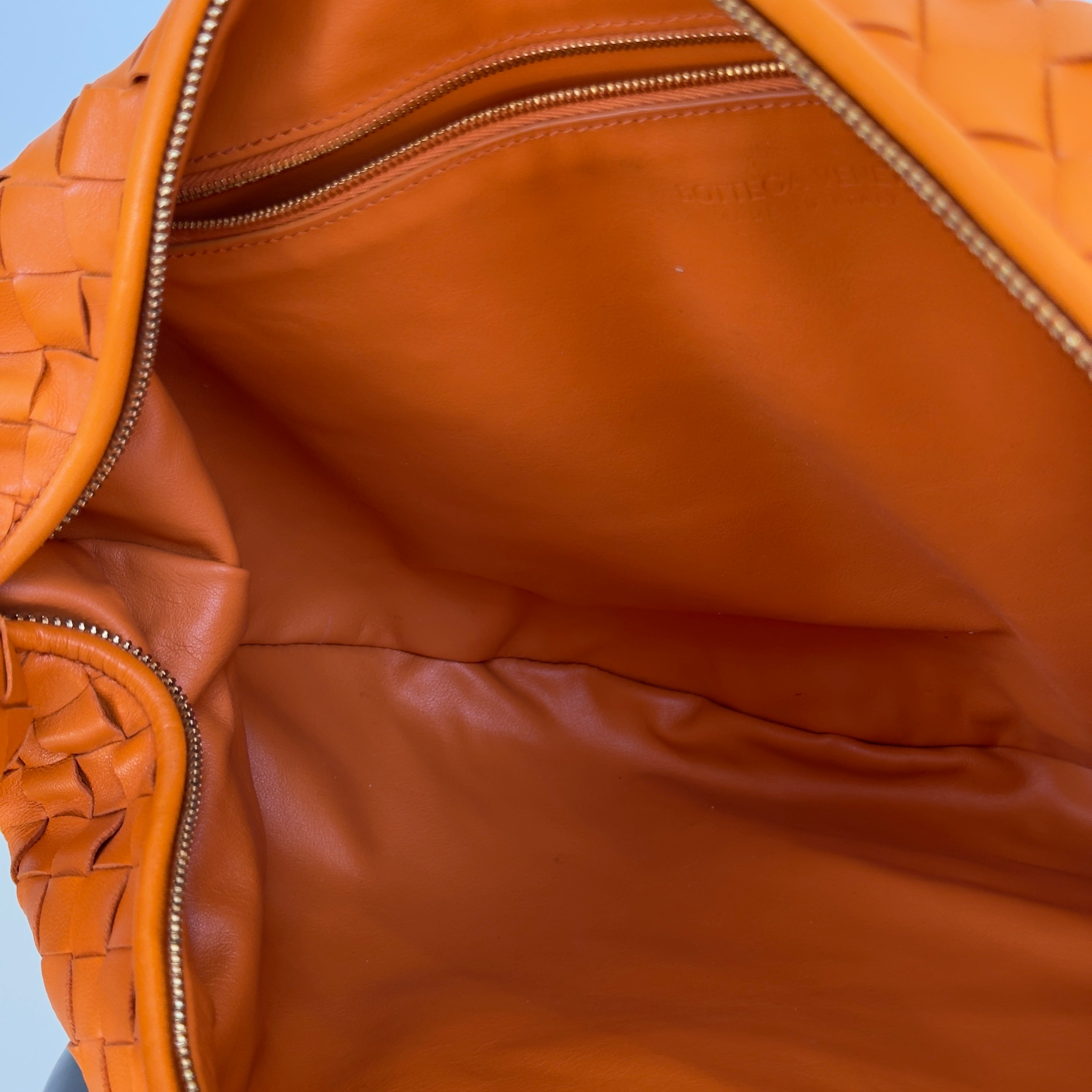Bottega Veneta Orange Jodie Intrecciato Leather Handbag - Queen May