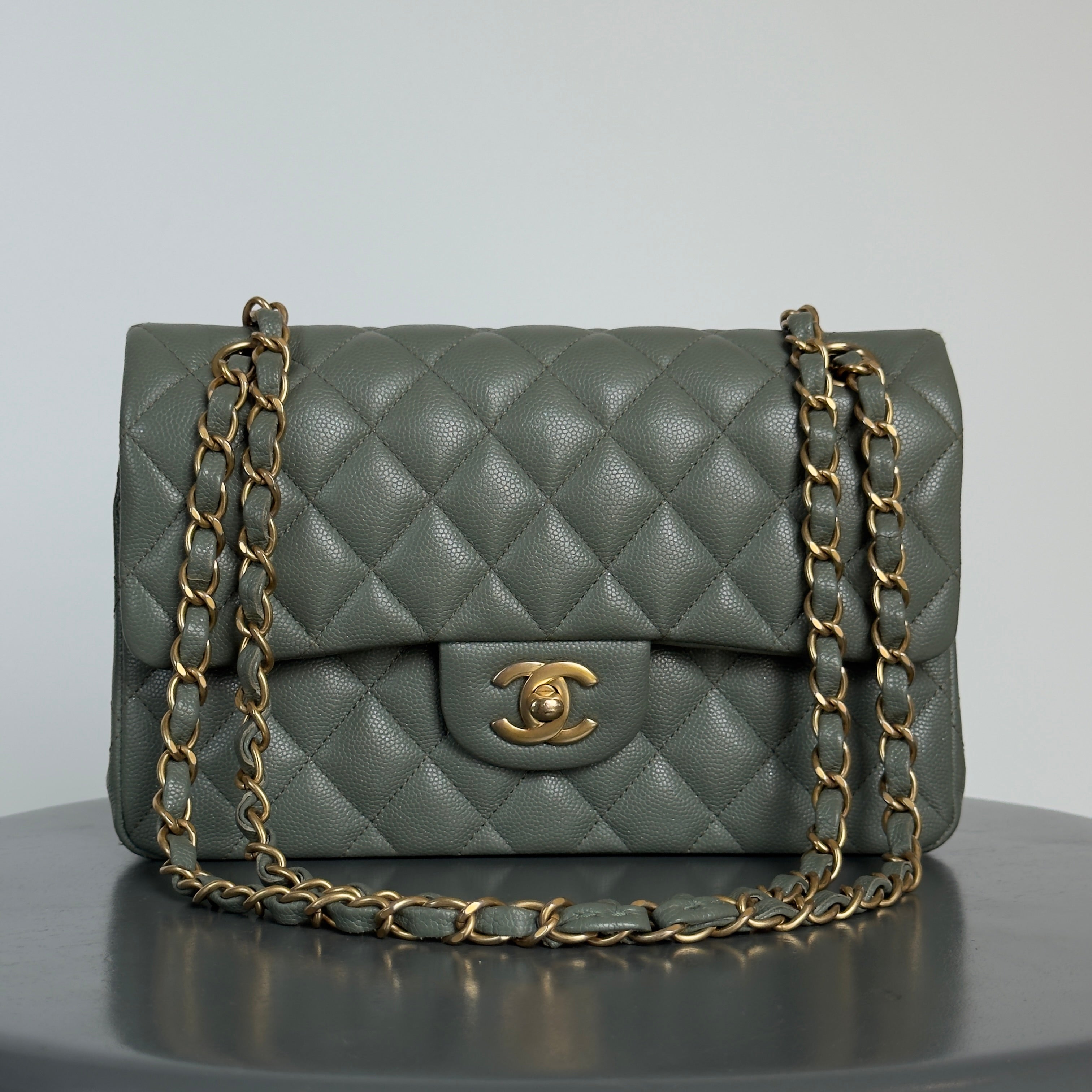 Chanel Classic Small Double Flap Iridescent Green 18C Caviar - Queen May