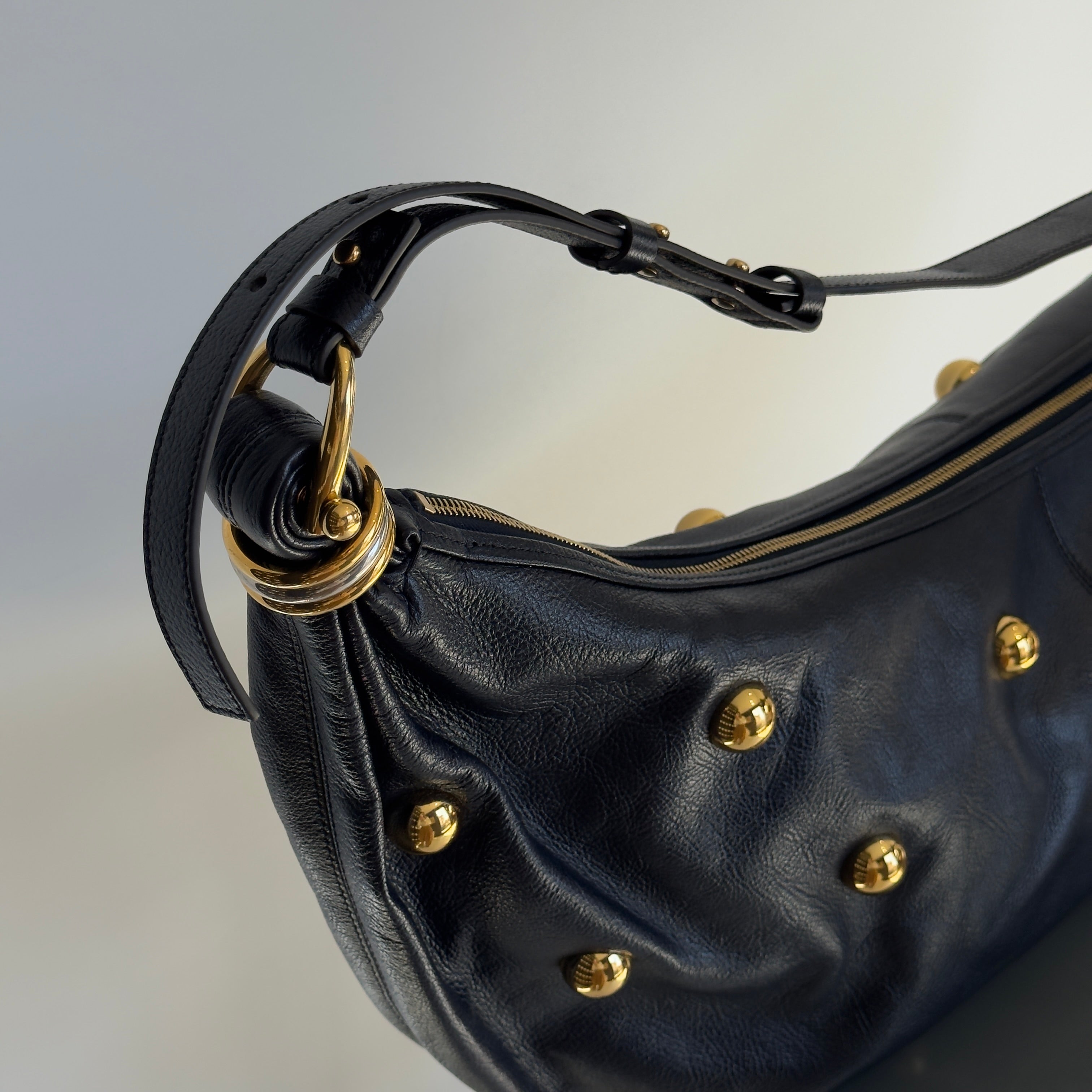 Chloe Large Navy Bracelet Stud Hobo Bag - Queen May