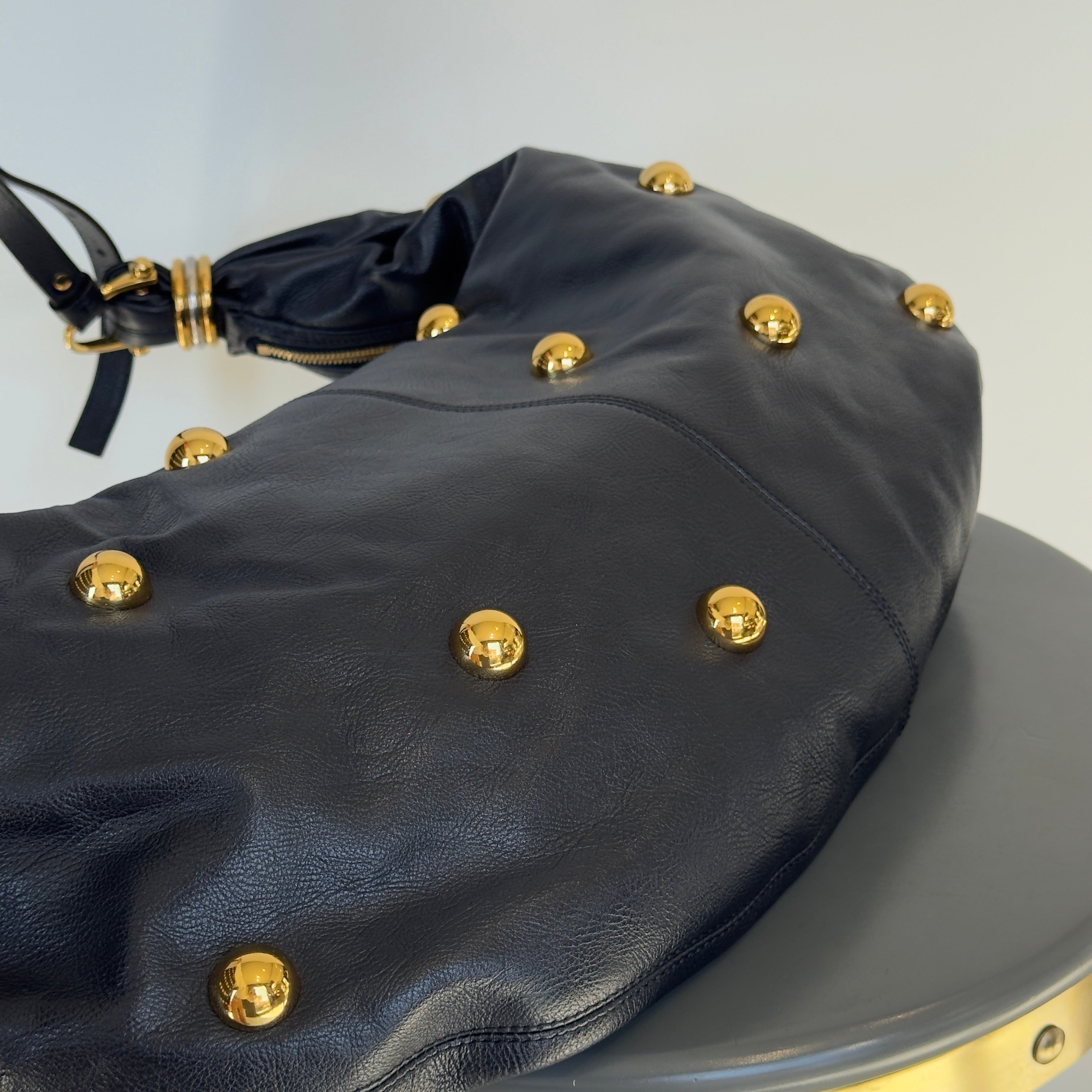 Chloe Large Navy Bracelet Stud Hobo Bag - Queen May