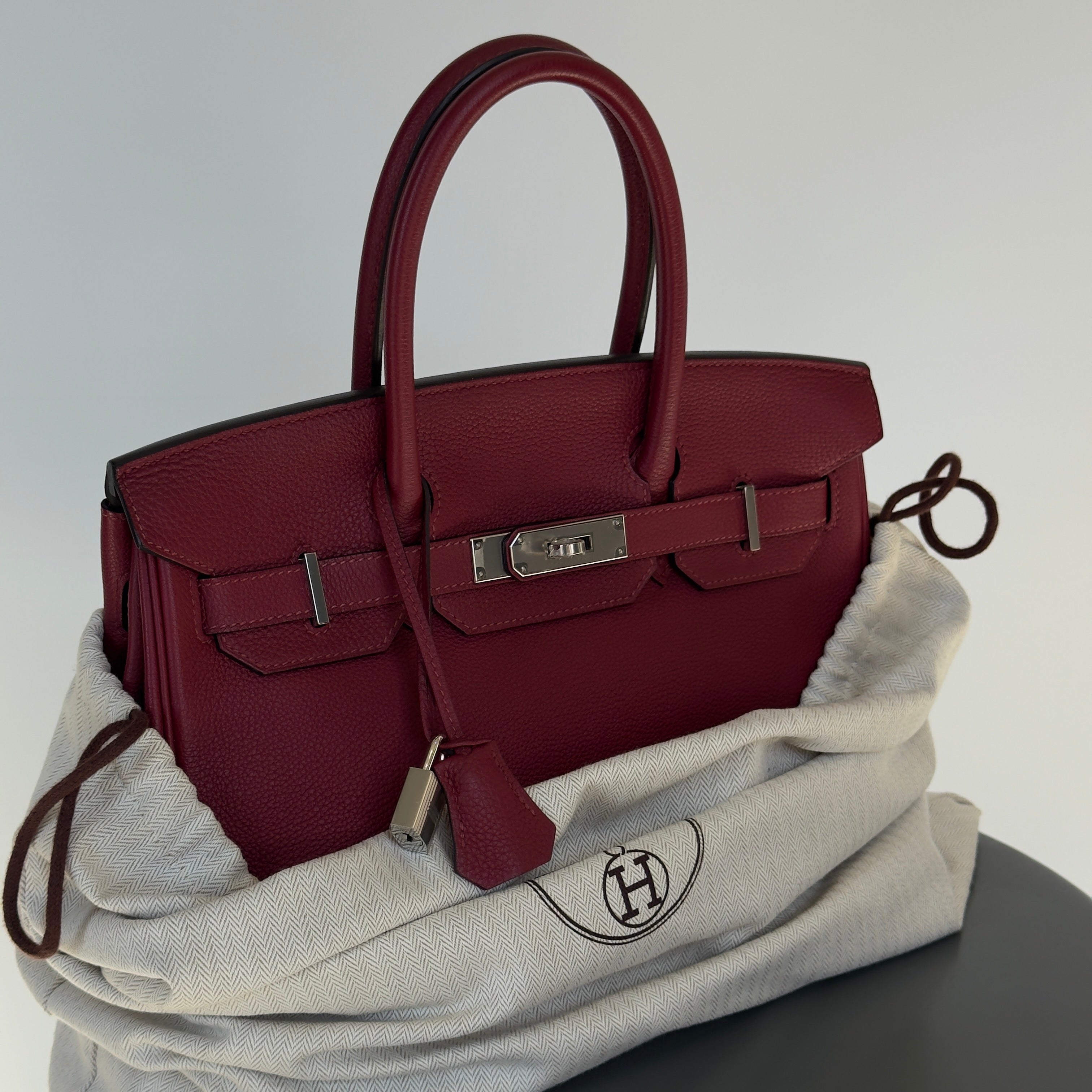 Hermes Rouge Grenat Birkin 30 Togo Leather Palladium Hardware - Queen May