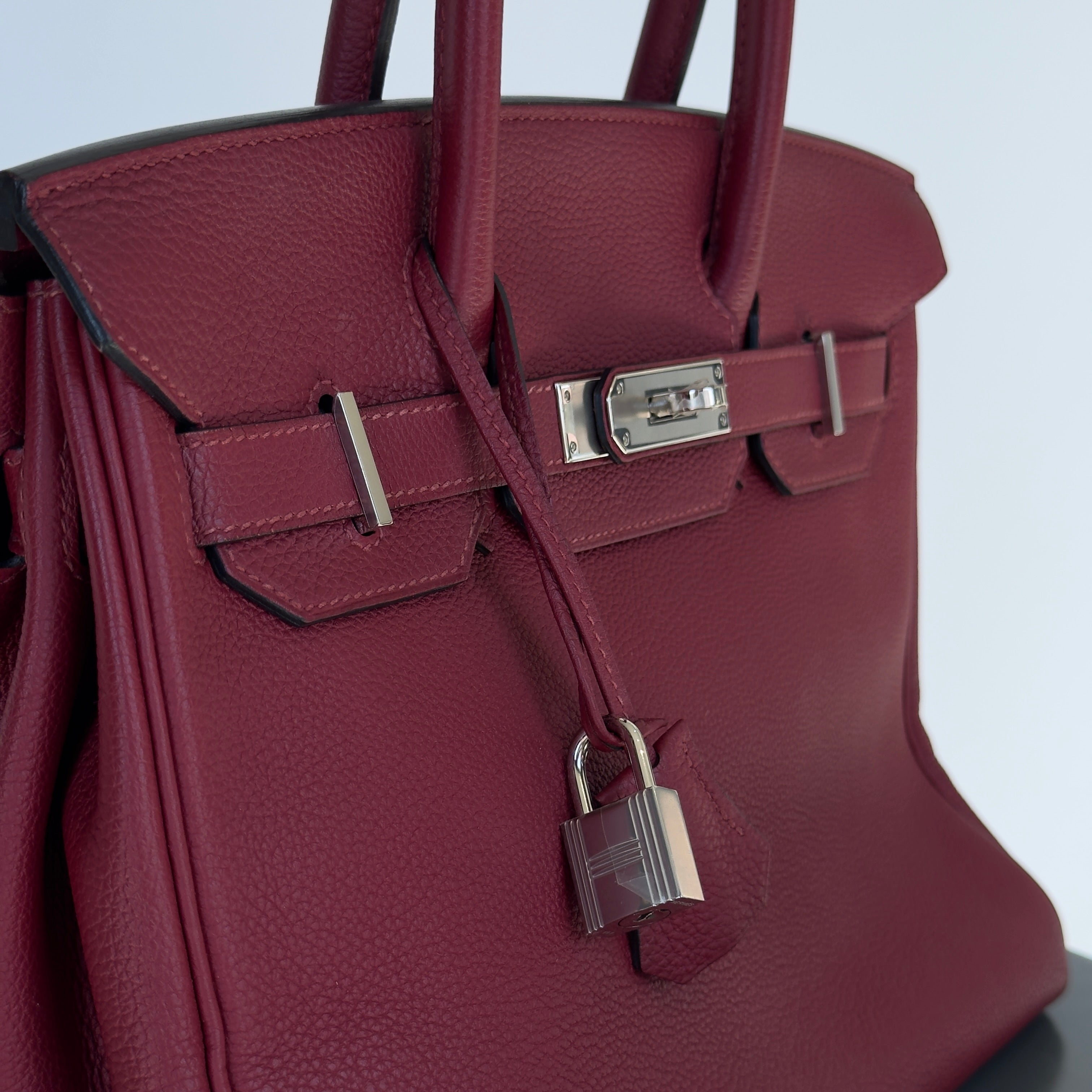 Hermes Rouge Grenat Birkin 30 Togo Leather Palladium Hardware - Queen May