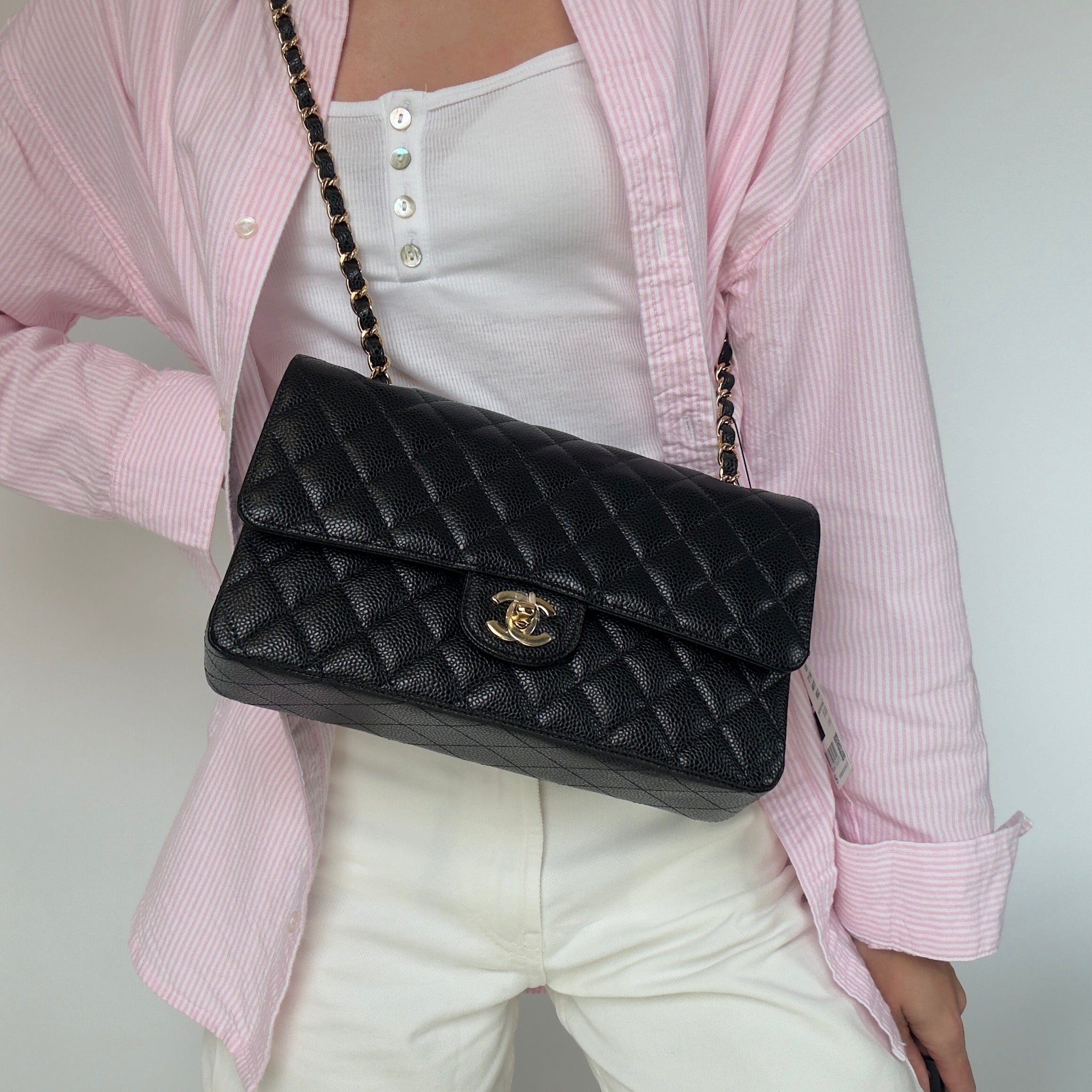 Chanel Medium Caviar Double Flap Black - Queen May