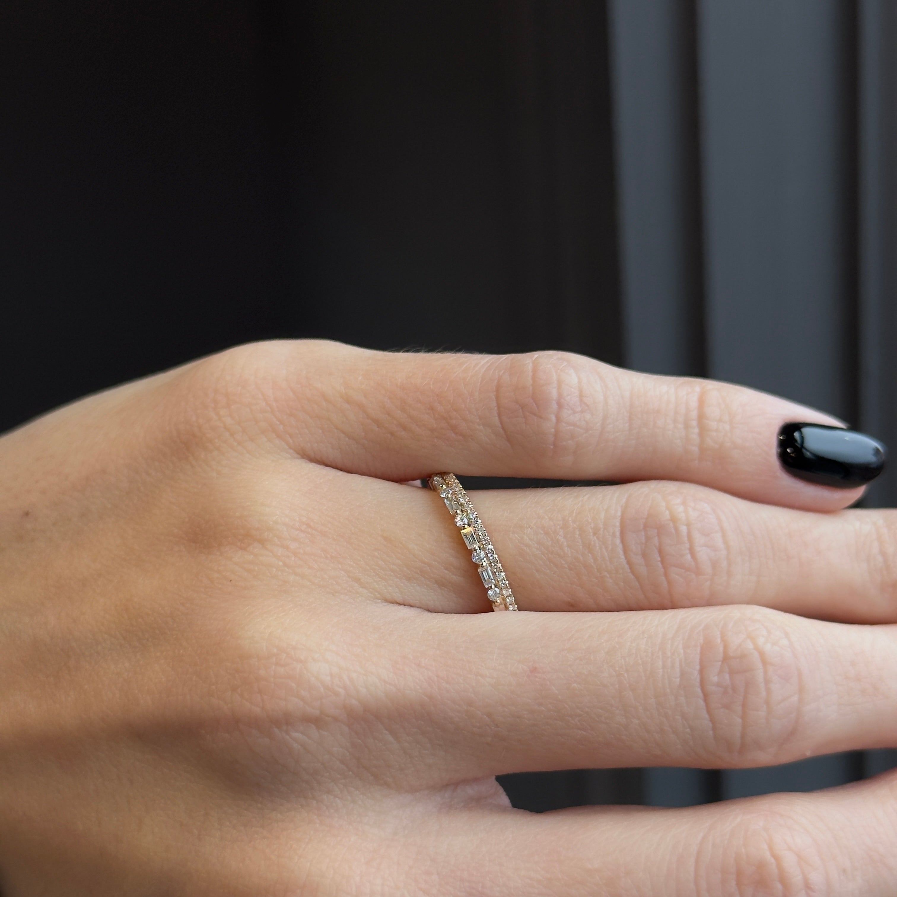 14K Gold 0.30 Carat Diamond Baguette Wedding Band - Queen May