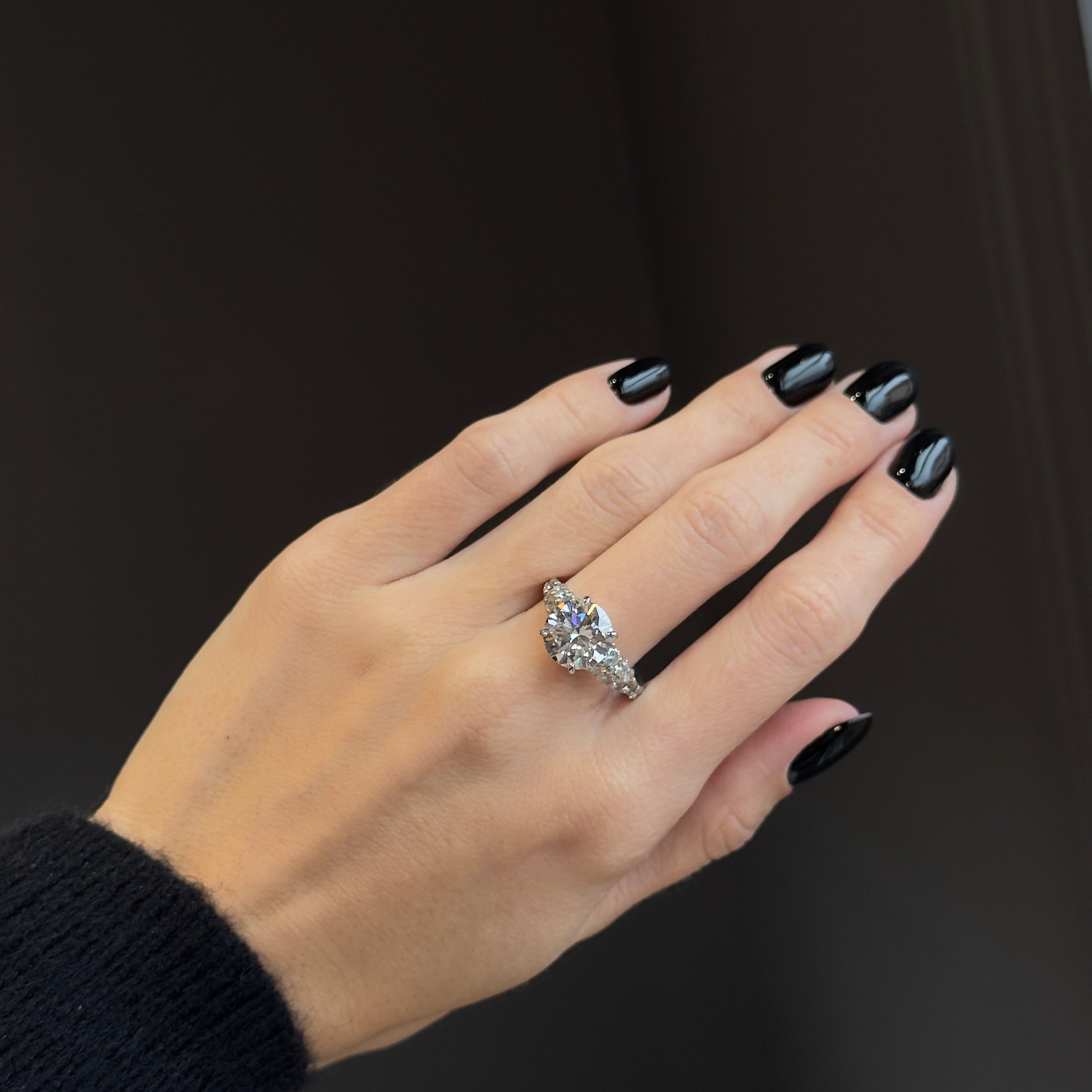 Platinum 4.03 Carat Round Brilliant Diamond Engagement Ring - Queen May