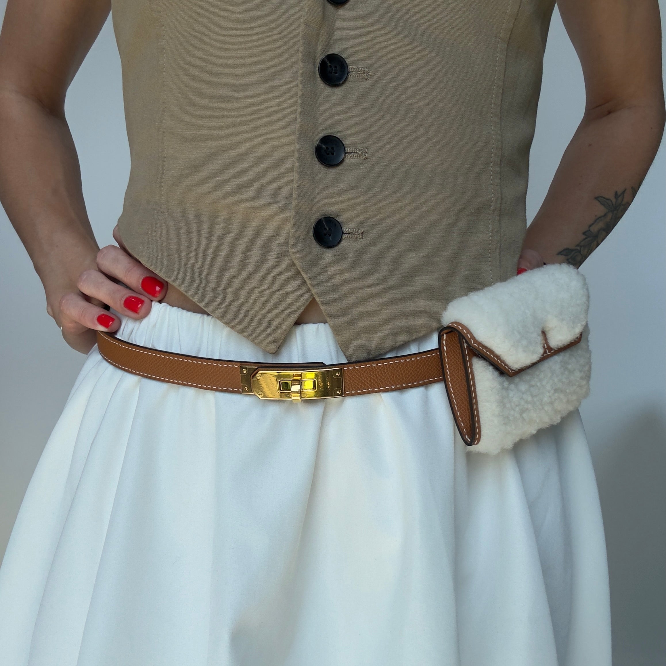 New Hermes Kelly Pocket Teddy 18 Belt - Queen May