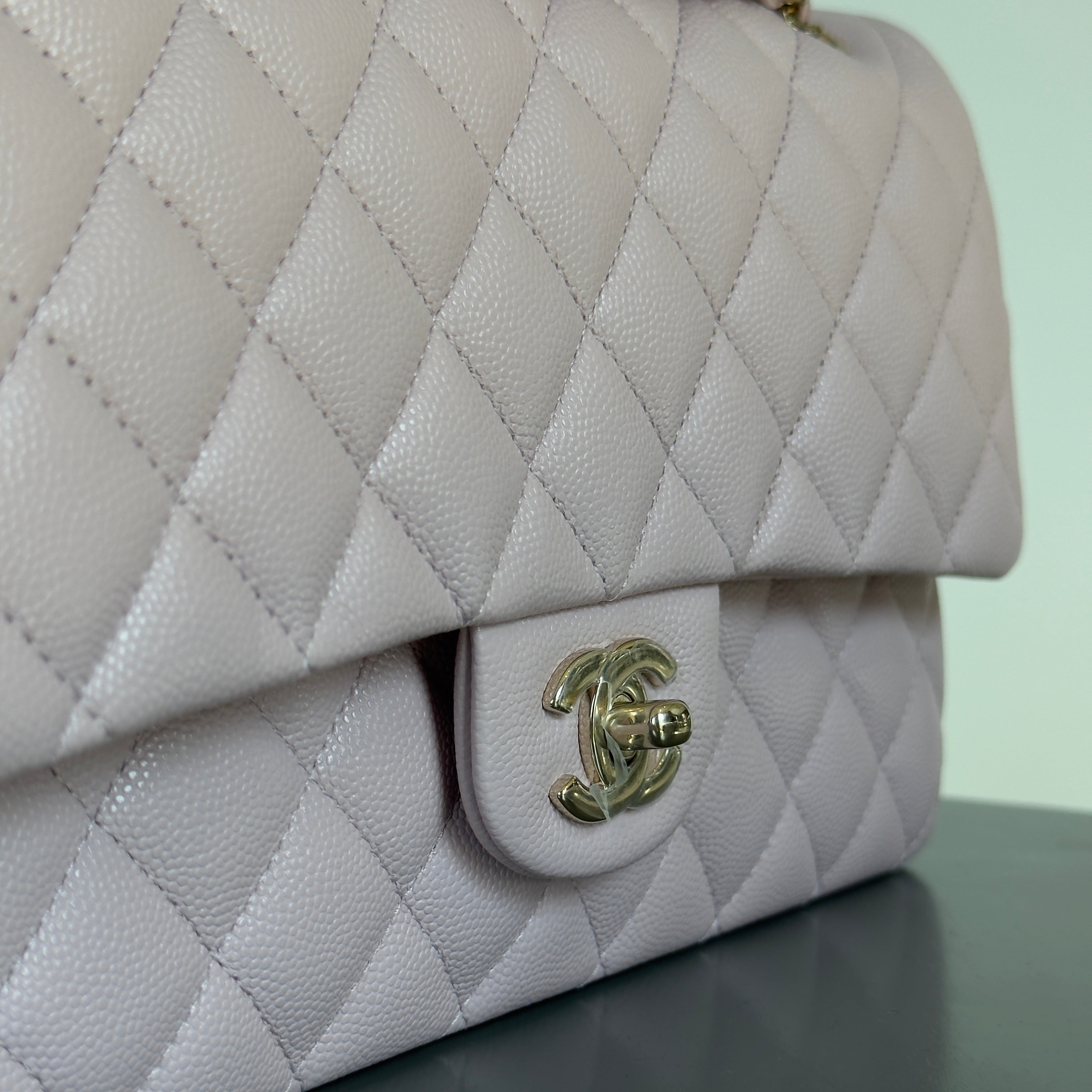 Chanel Medium Caviar Double Flap 21C Rose Claire With Light Gold Hardware - Queen May