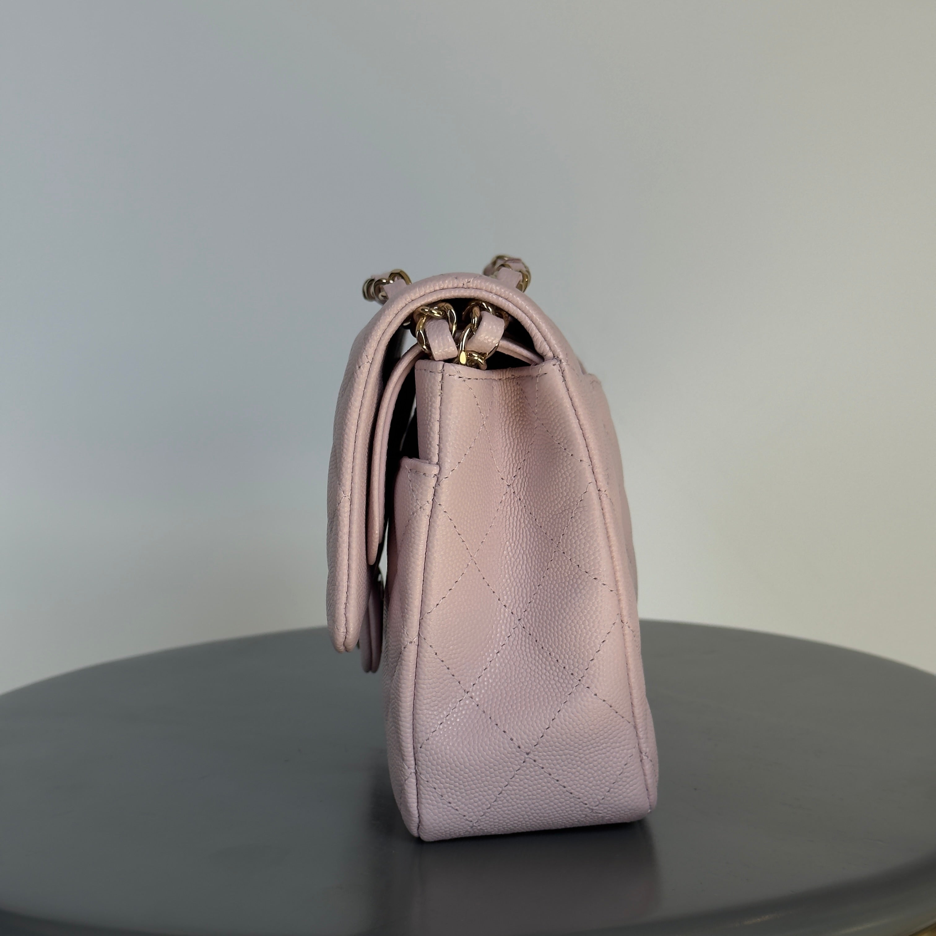 Chanel Medium Caviar Double Flap 21C Rose Claire With Light Gold Hardware - Queen May
