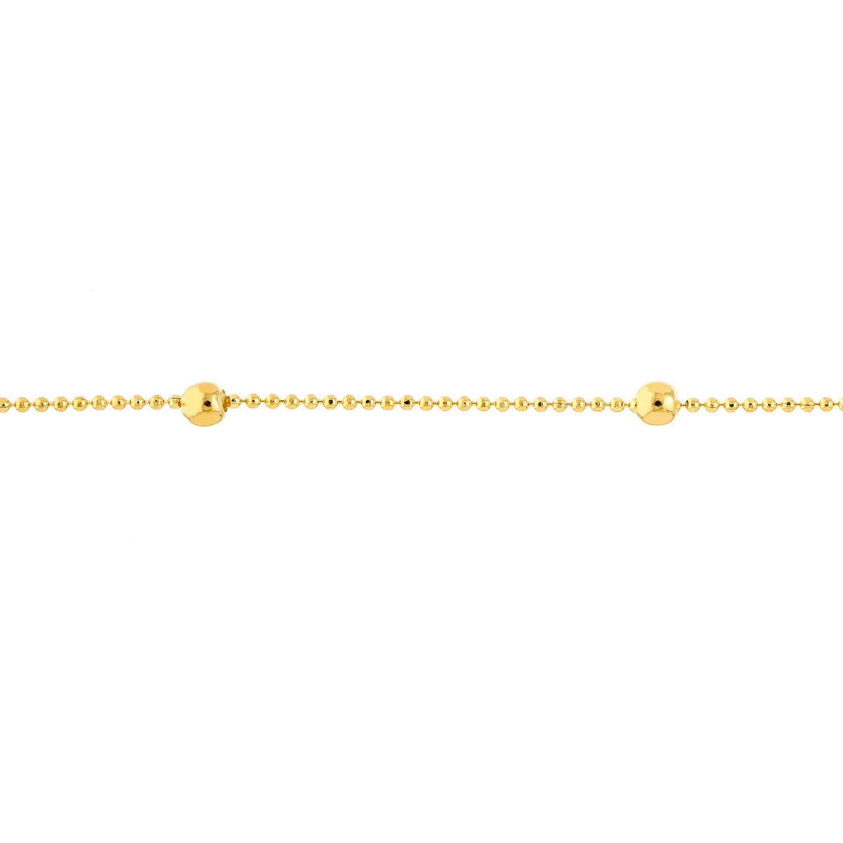 14K Yellow Gold 2mm Diamond Cut Bead Station Anklet - Queen May