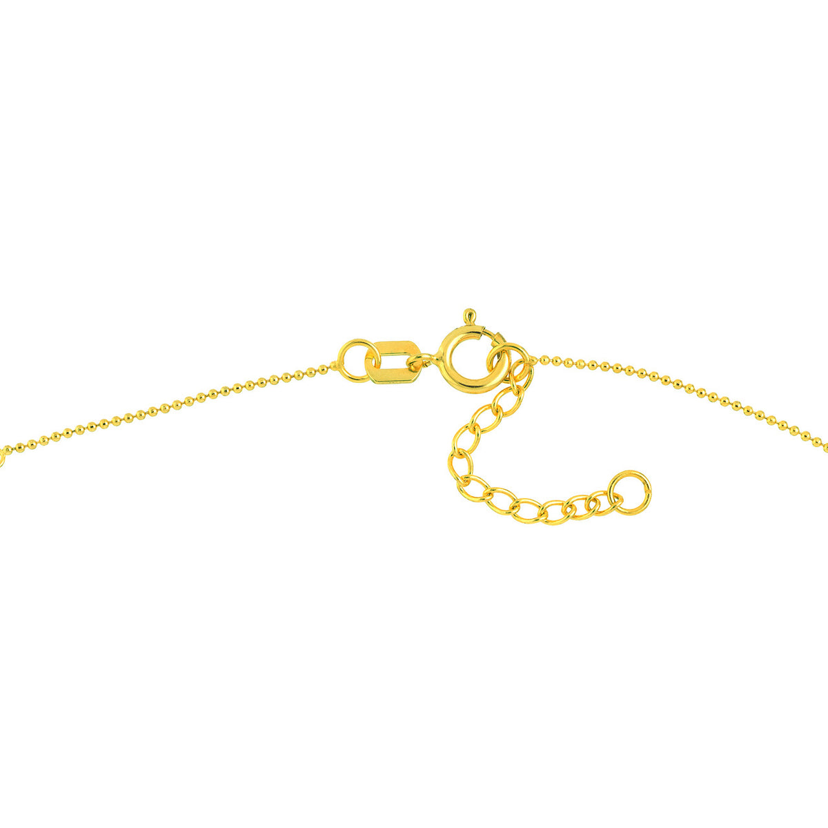 14K Yellow Gold 2mm Diamond Cut Bead Station Anklet - Queen May