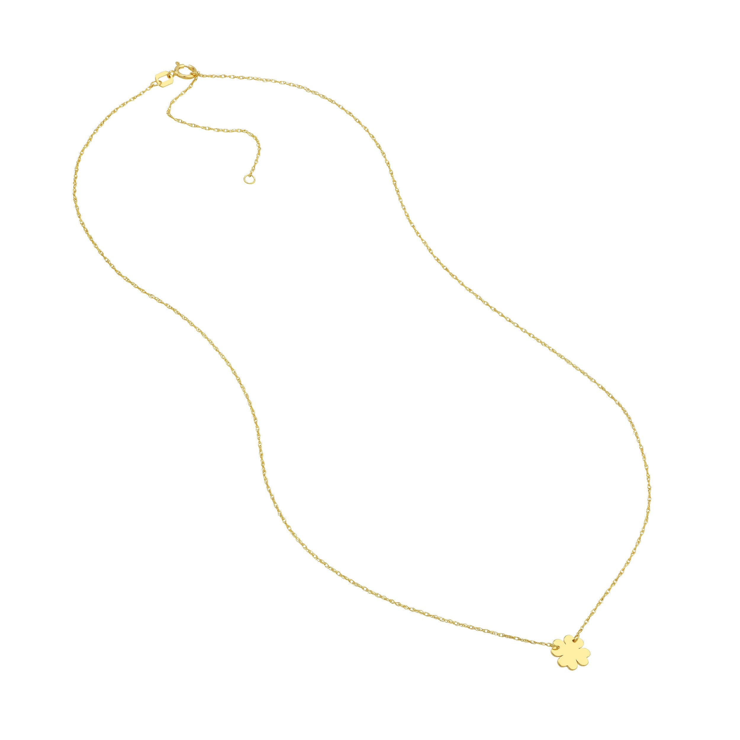 14K Gold Mini Lucky Four Leaf Clover Pendant Necklace - Queen May
