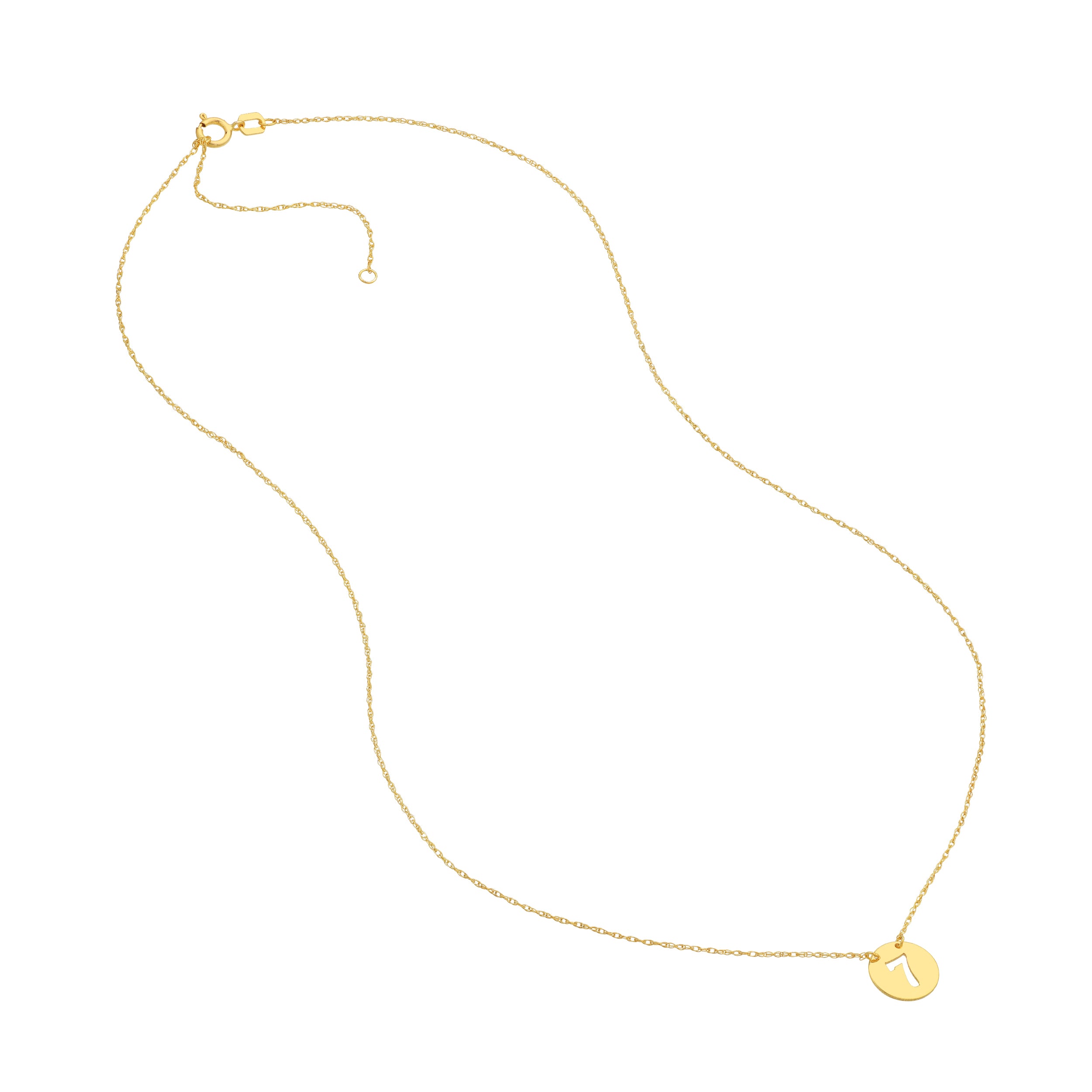 14K Yellow Gold Mini Lucky 7 Disc Pendant Necklace - Queen May