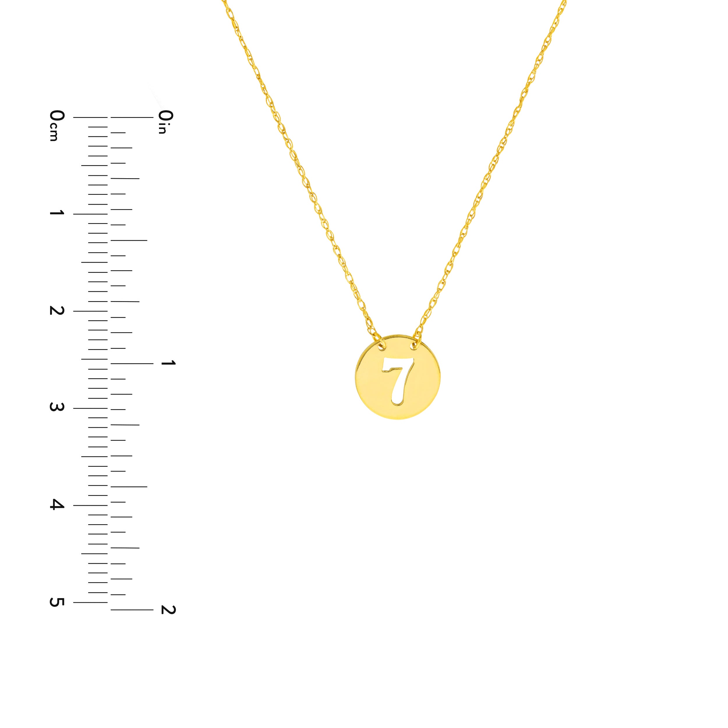 14K Yellow Gold Mini Lucky 7 Disc Pendant Necklace - Queen May