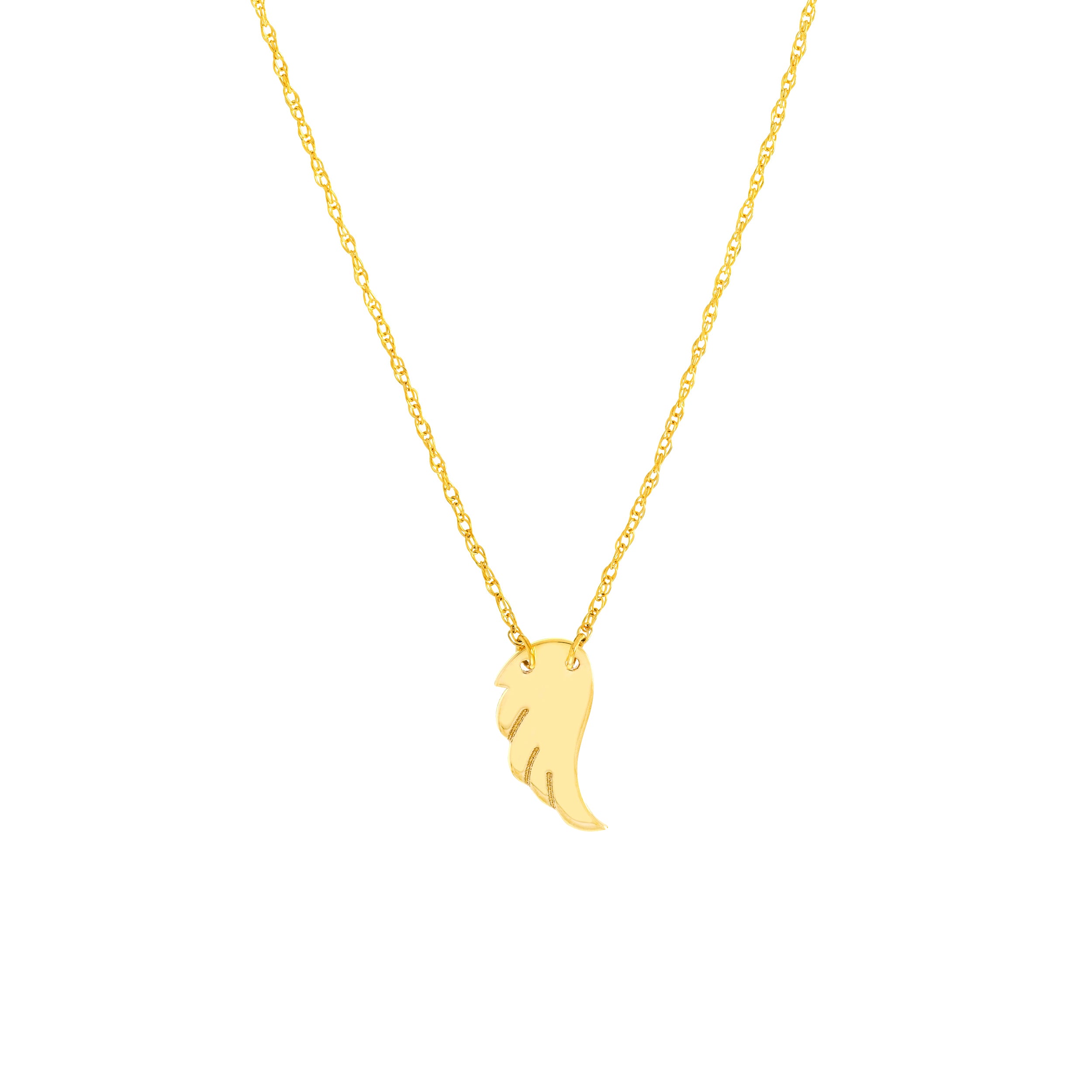 14K Yellow Gold Mini Angel Wing Pendant Necklace - Queen May