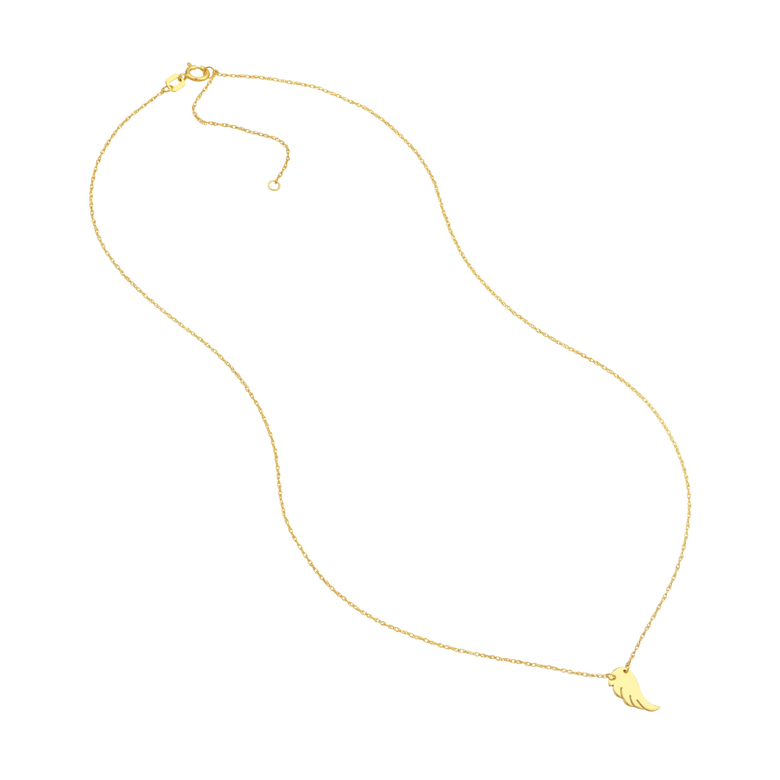 14K Yellow Gold Mini Angel Wing Pendant Necklace - Queen May