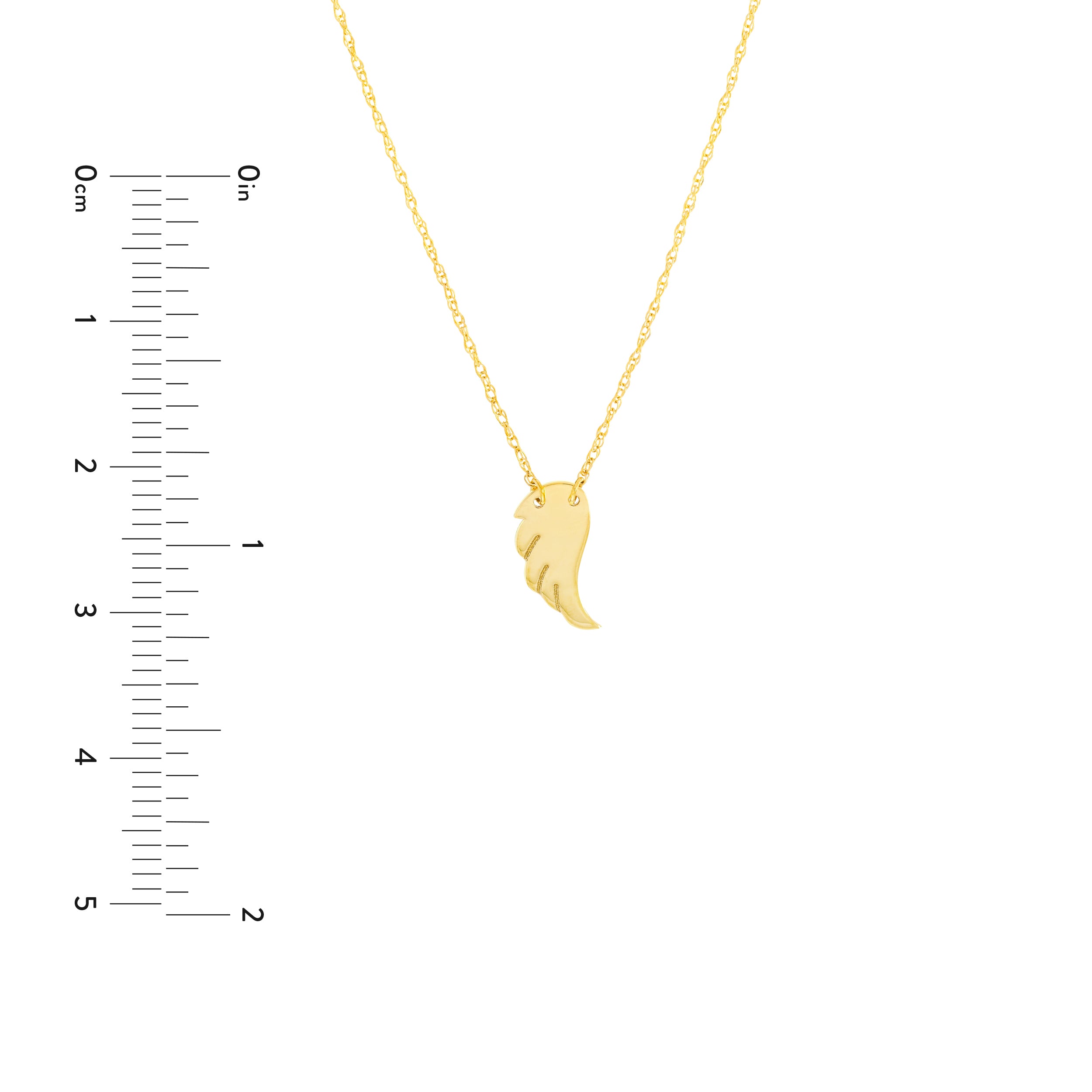 14K Yellow Gold Mini Angel Wing Pendant Necklace - Queen May