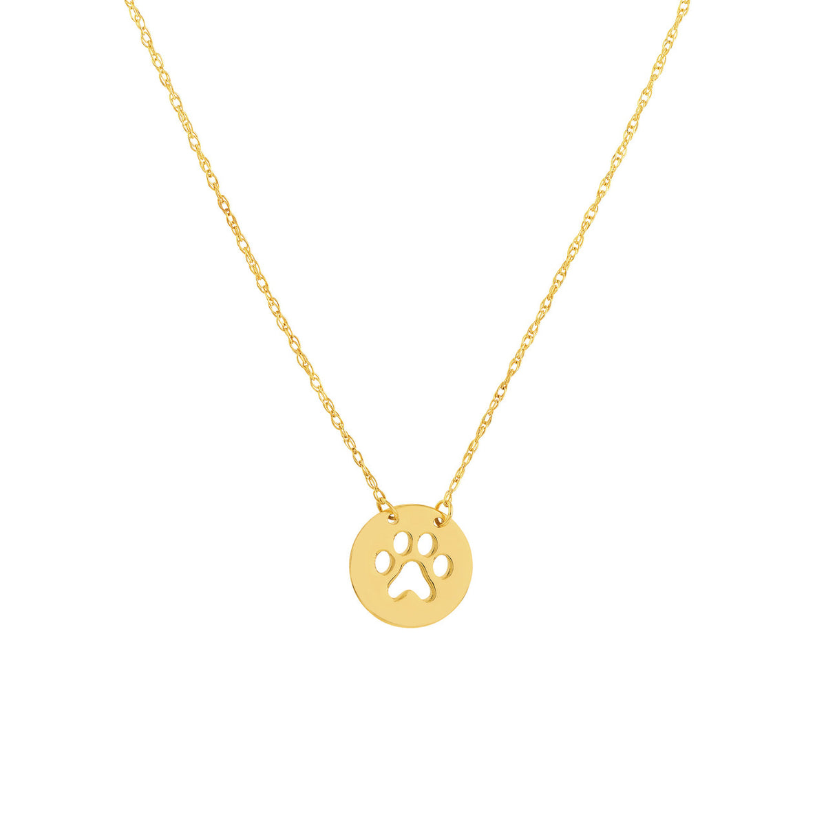 14K Yellow Gold Paw Print Pendant Necklace - Queen May