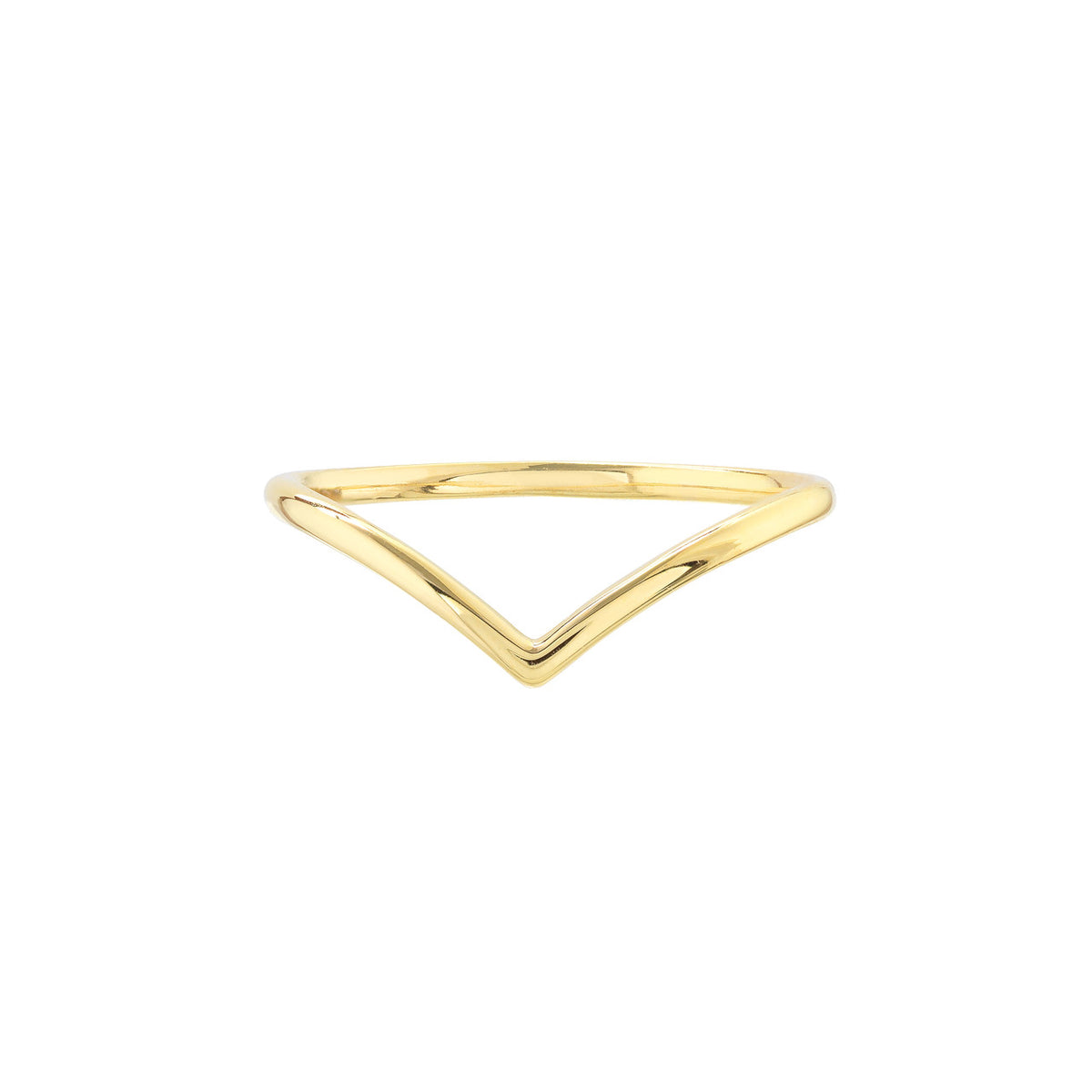 14K Gold V-Shape Contour Stackable Ring | QUEEN MAY