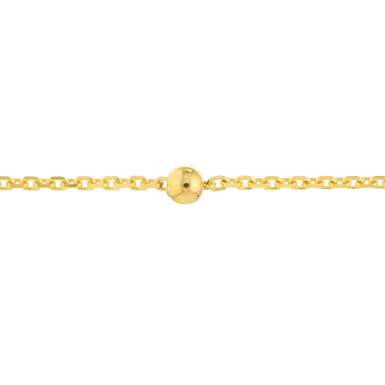 14K Yellow Gold Bead Station Diamond-Cut Cable Chain Bracelet - Queen May