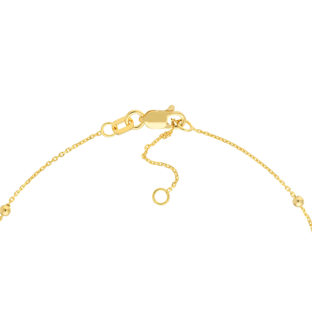 14K Yellow Gold Bead Station Diamond-Cut Cable Chain Bracelet - Queen May