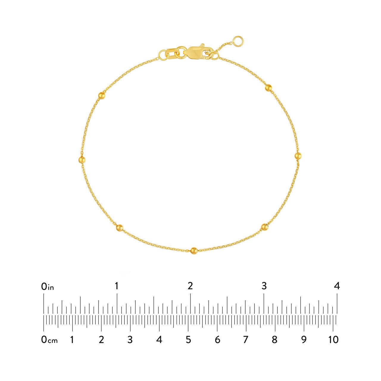 14K Yellow Gold Bead Station Diamond-Cut Cable Chain Bracelet - Queen May