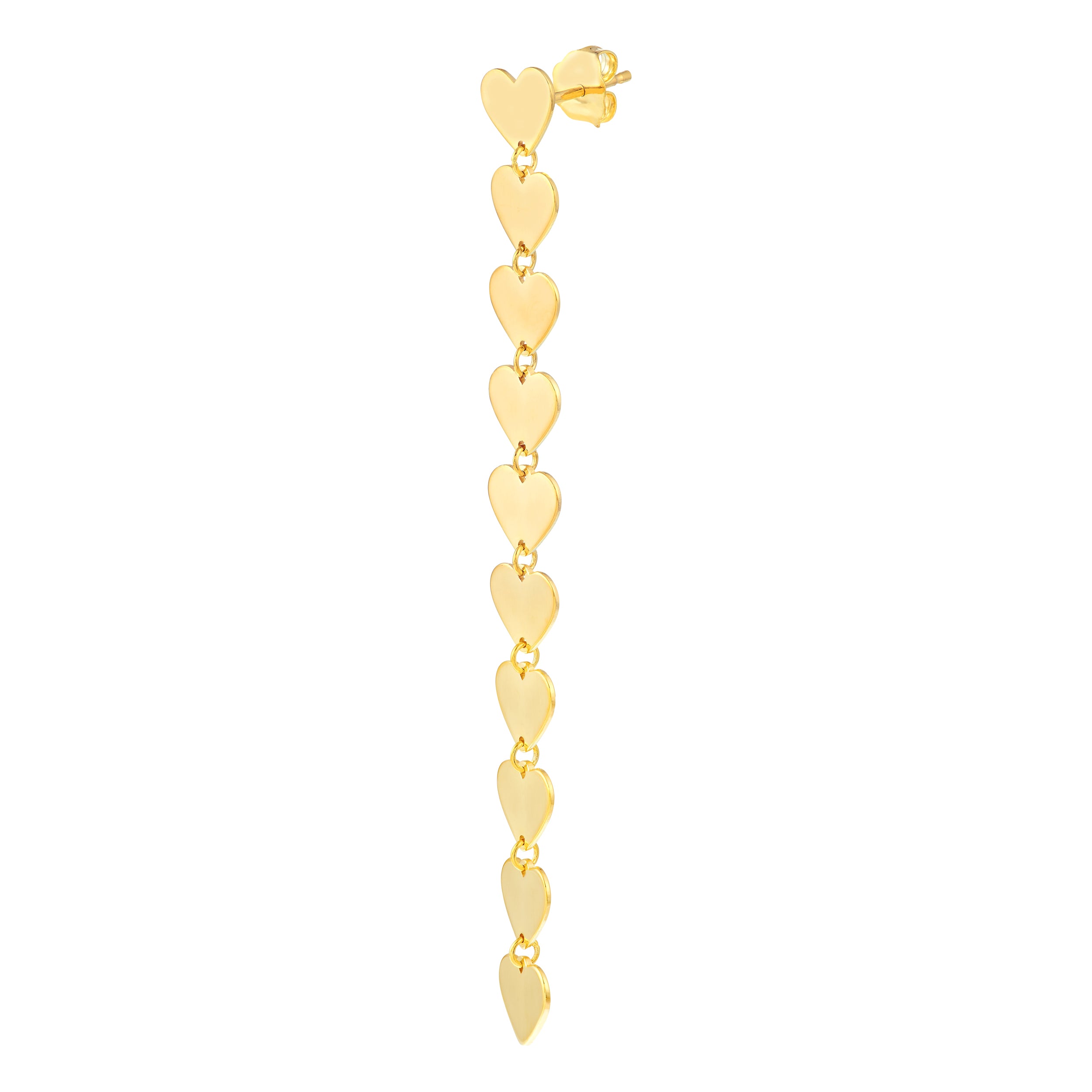 14K Yellow Gold Heart Drop Earrings - Queen May