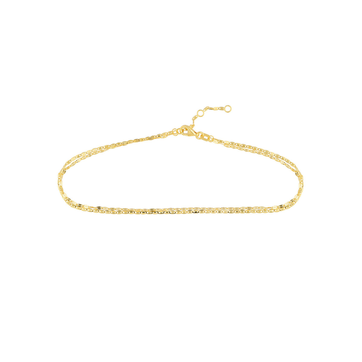 14K Yellow Gold Valentina Chain Double Strand Anklet - Queen May