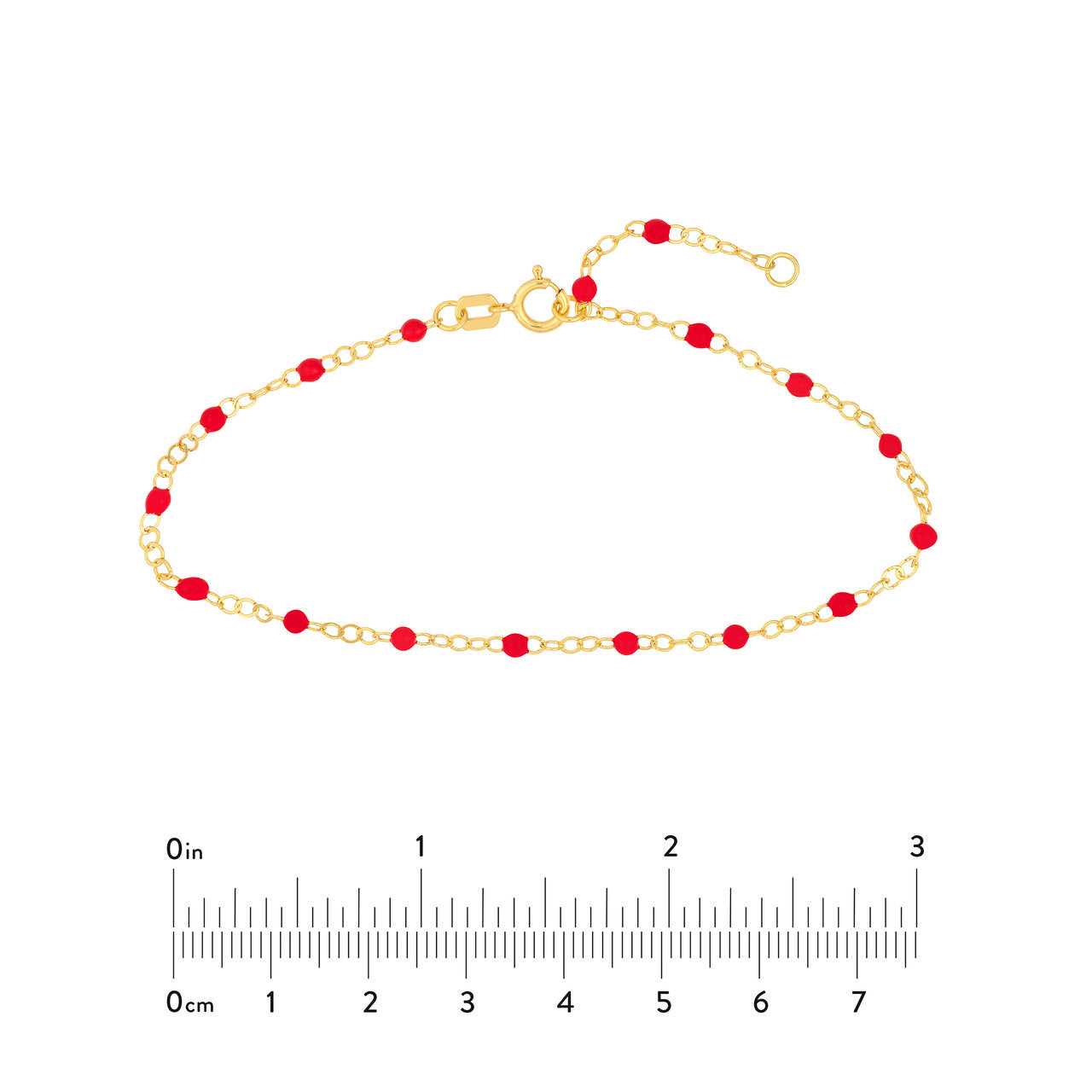 14K Yellow Gold Red Enamel Bead Piatto Bracelet - Queen May