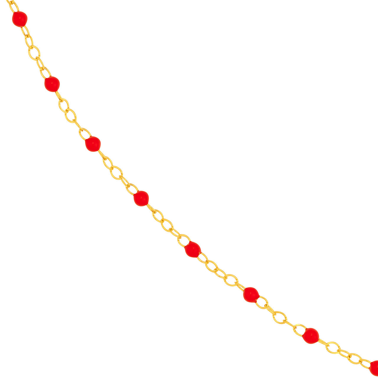 14K Yellow Gold Red Enamel Bead Piatto Necklace - Queen May