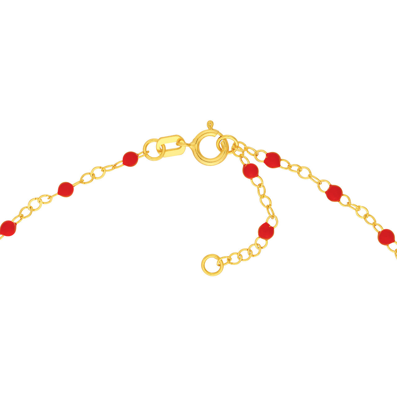 14K Yellow Gold Red Enamel Bead Piatto Bracelet - Queen May
