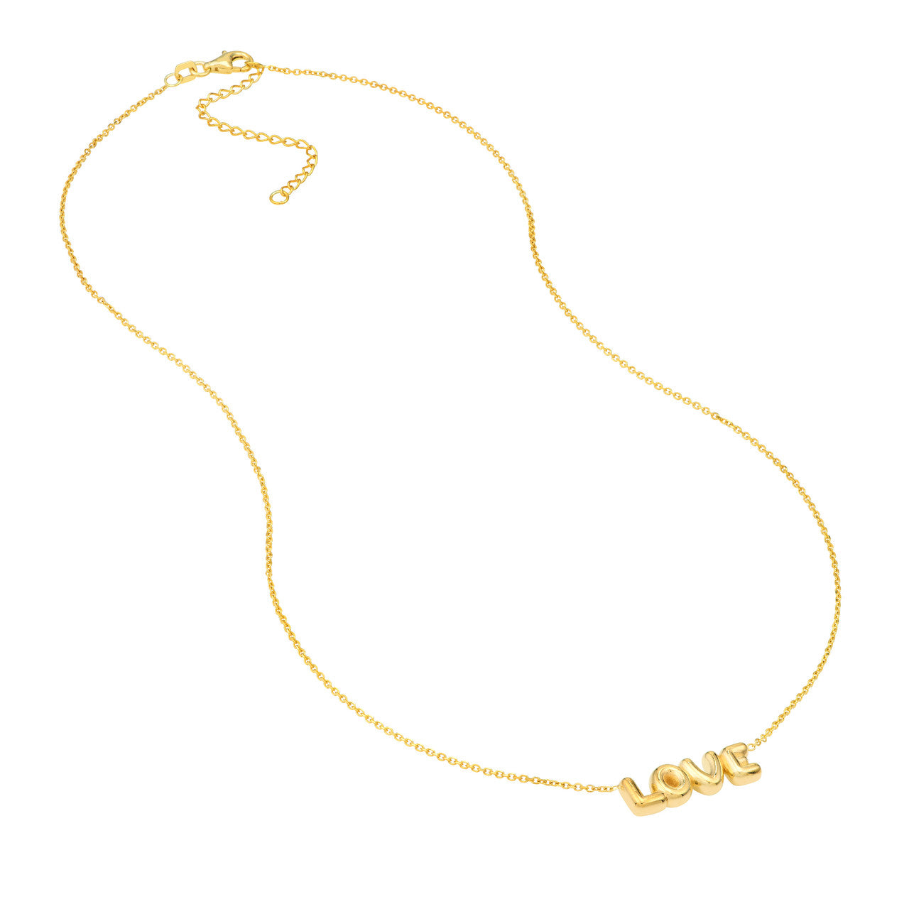 14K Yellow Gold Puff ''Love'' Pendant Necklace - Queen May