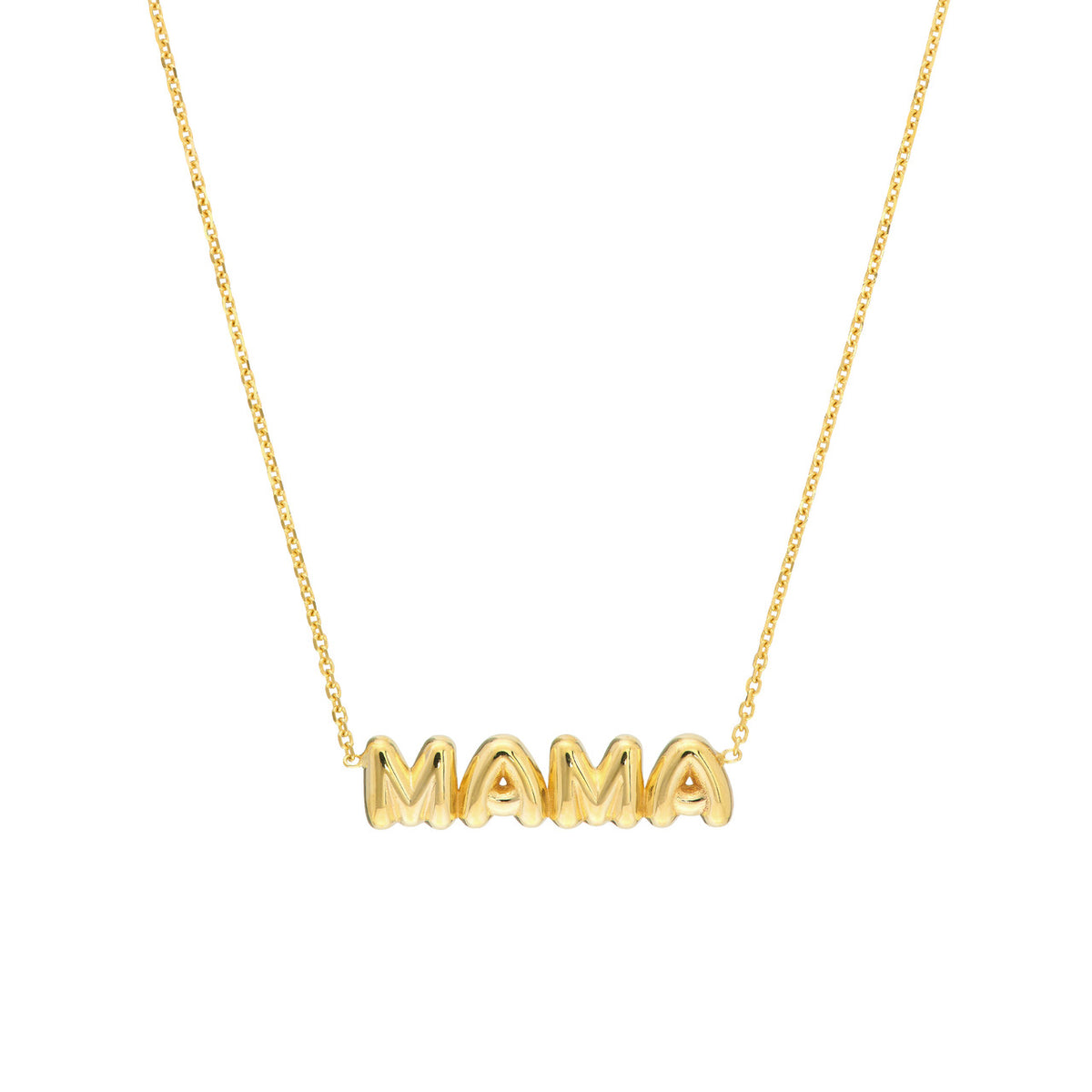 14K Yellow Gold Puff ''Mama'' Pendant Necklace - Queen May