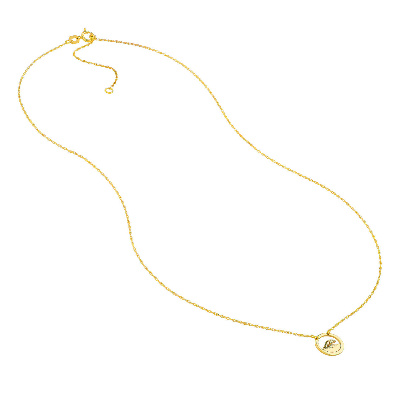 14K Yellow Gold Wave Open Circle Necklace - Queen May