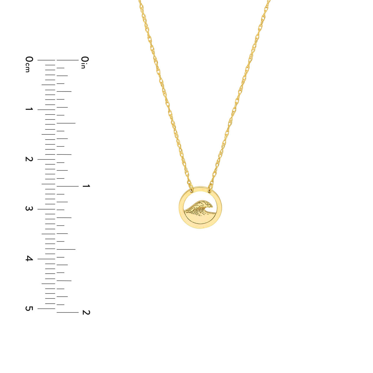 14K Yellow Gold Wave Open Circle Necklace - Queen May