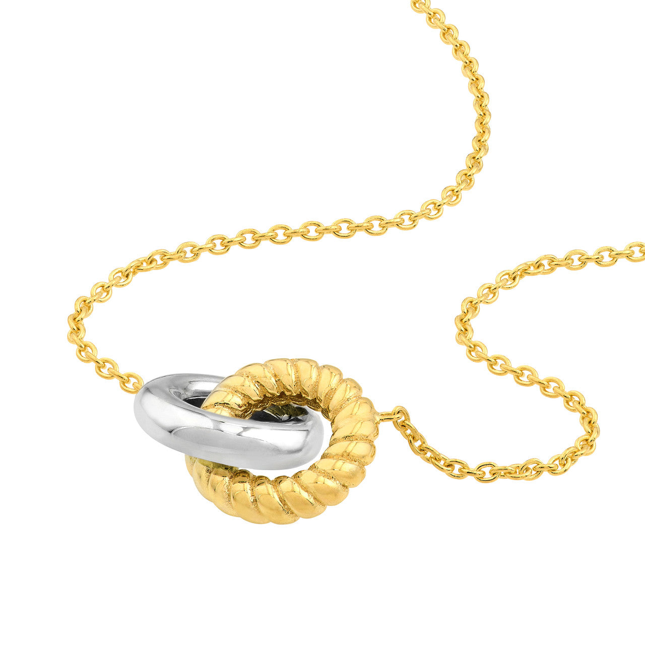14K Gold Two-Tone Interlocking Circle Pendant Necklace - Queen May