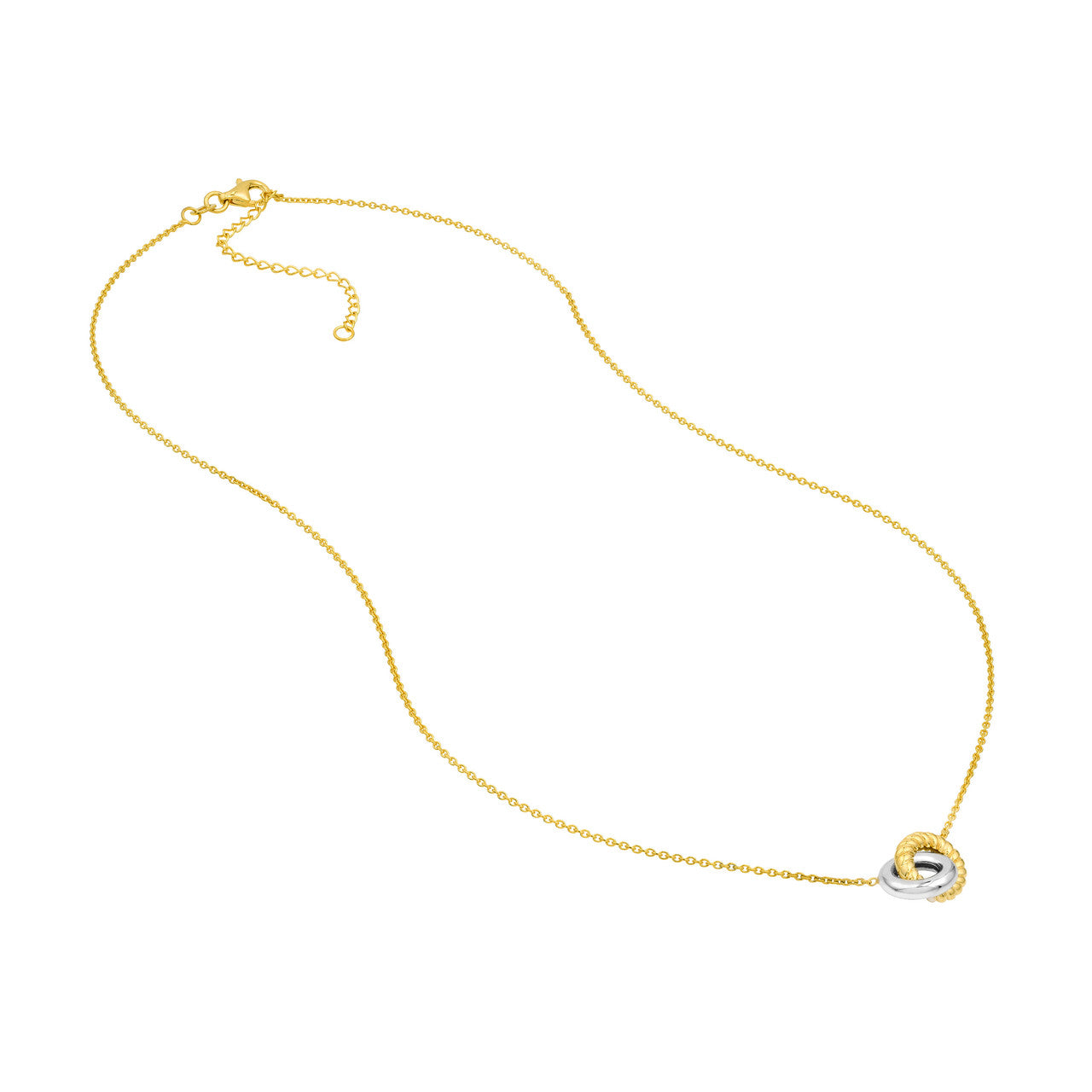 14K Gold Two-Tone Interlocking Circle Pendant Necklace - Queen May